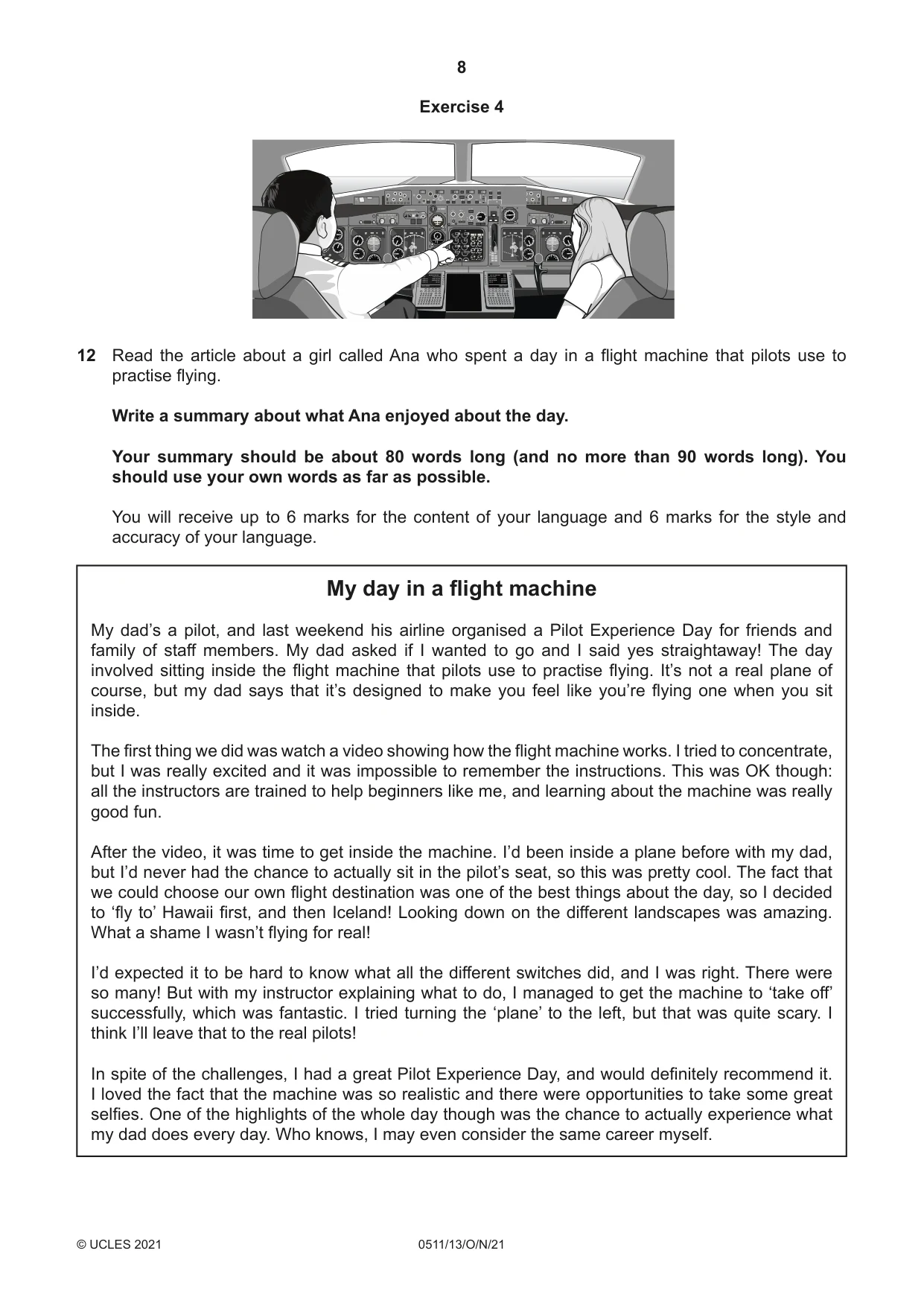 Cambridge IGCSE English - Second Language (count-in oral) 0511 2021 Oct/Nov Paper 1 · Variant 3 question paper, page 8 of 16