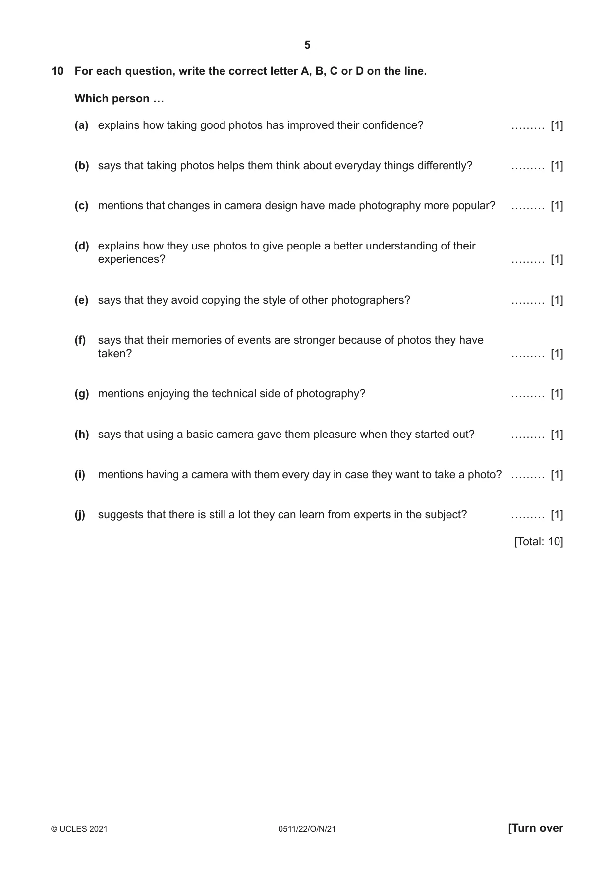 Cambridge IGCSE English - Second Language (count-in oral) 0511 2021 Oct/Nov Paper 2 · Variant 2 question paper, page 5 of 16