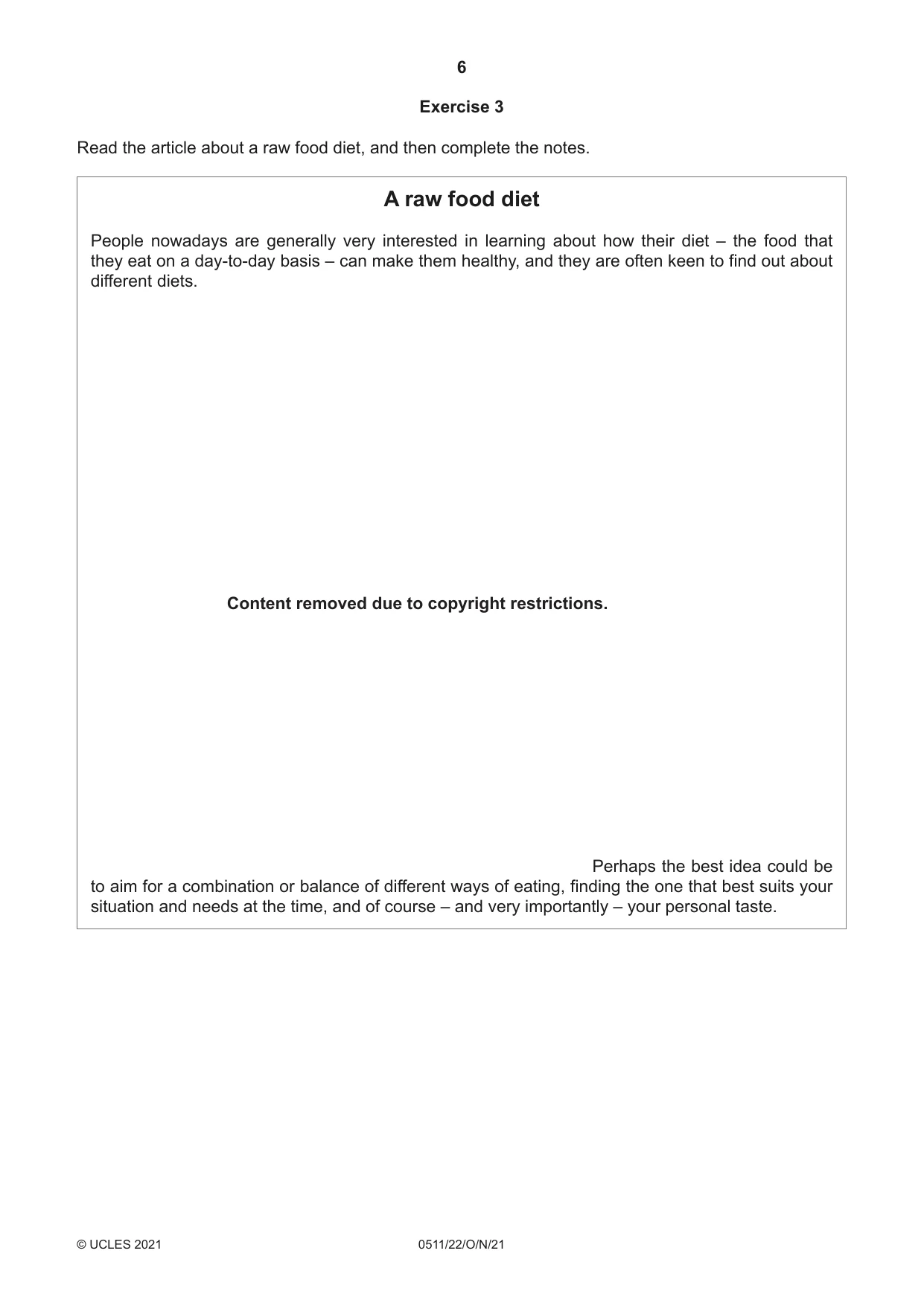 Cambridge IGCSE English - Second Language (count-in oral) 0511 2021 Oct/Nov Paper 2 · Variant 2 question paper, page 6 of 16