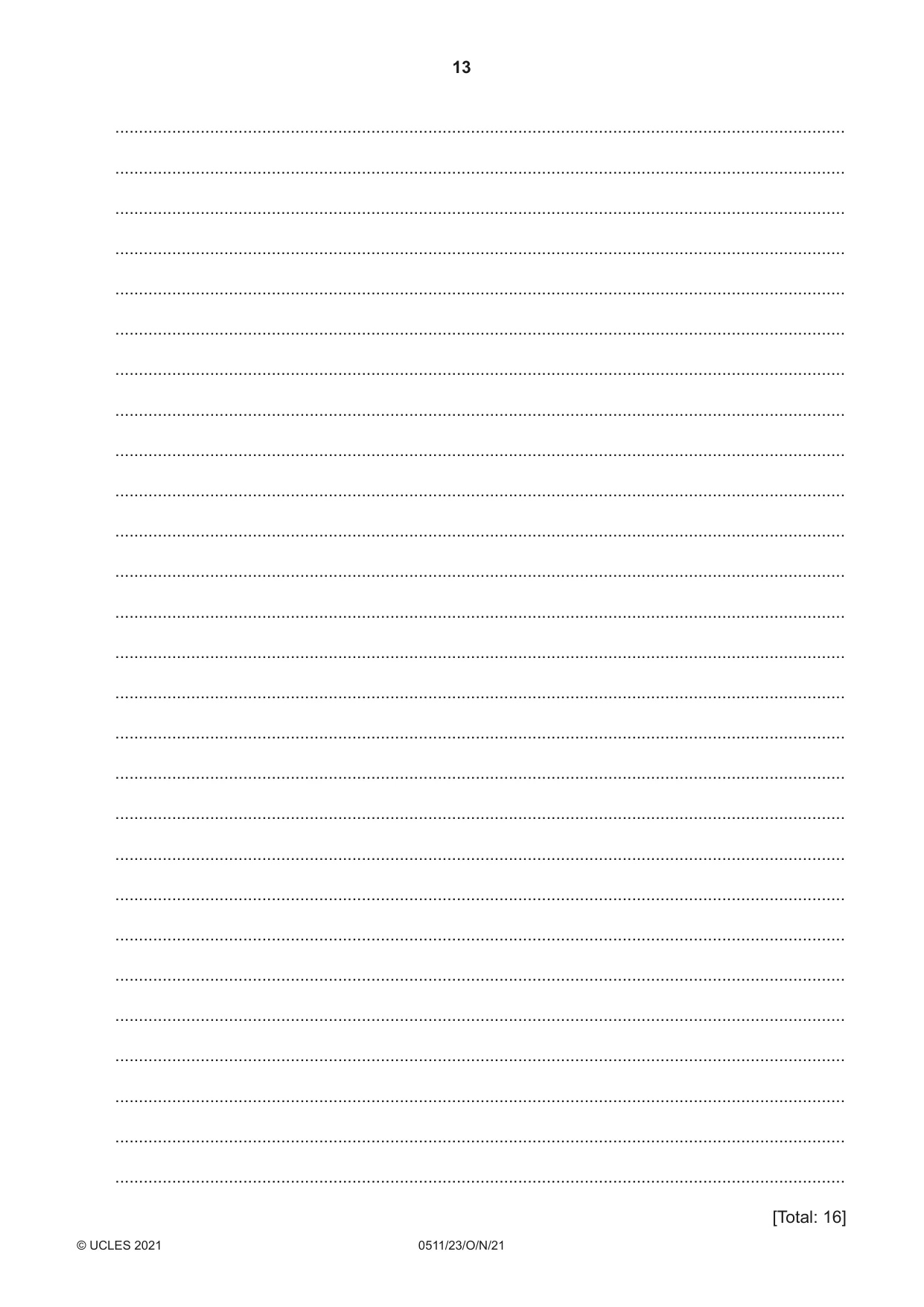 Cambridge IGCSE English - Second Language (count-in oral) 0511 2021 Oct/Nov Paper 2 · Variant 3 question paper, page 13 of 16