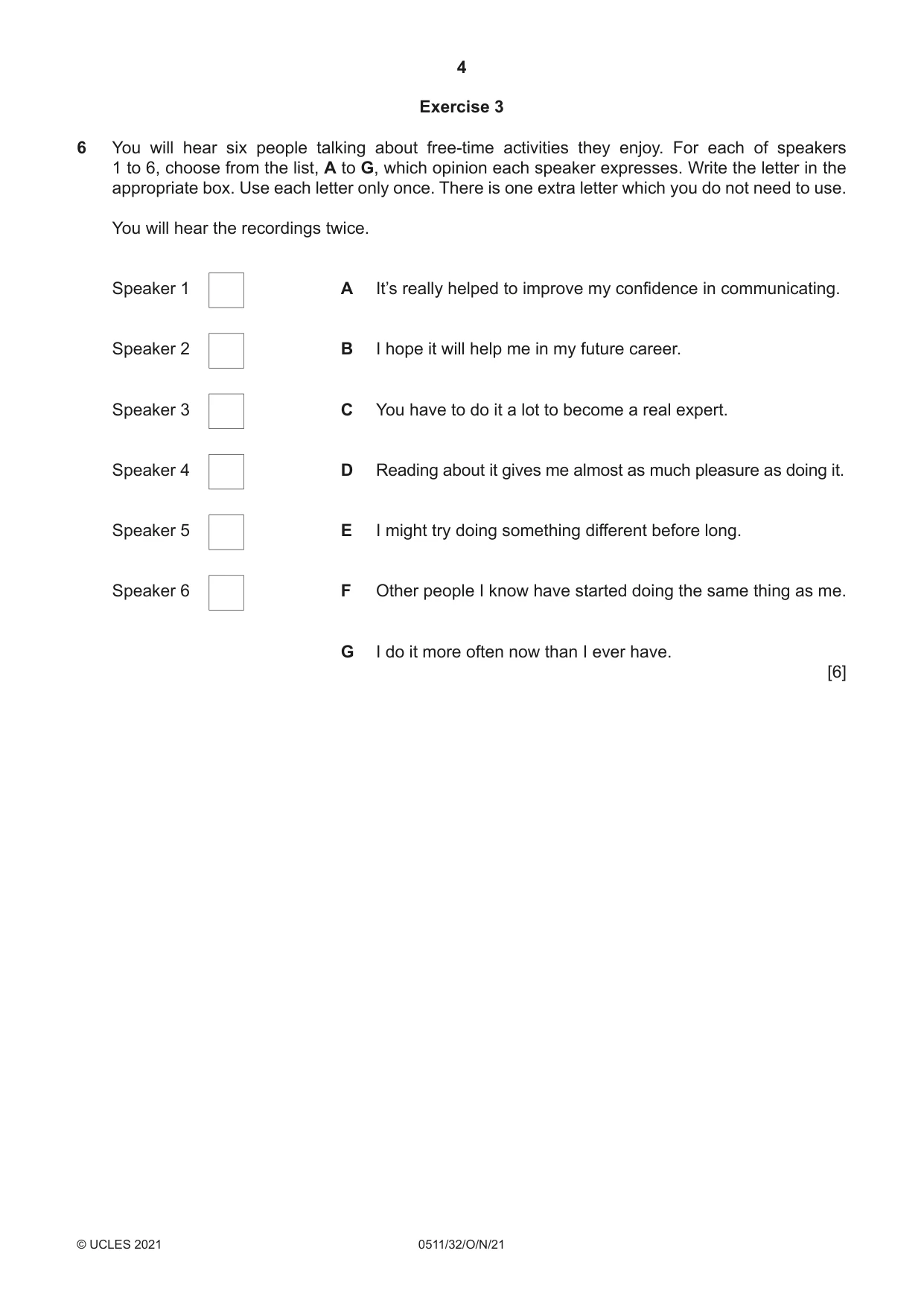 Cambridge IGCSE English - Second Language (count-in oral) 0511 2021 Oct/Nov Paper 3 · Variant 2 question paper, page 4 of 8