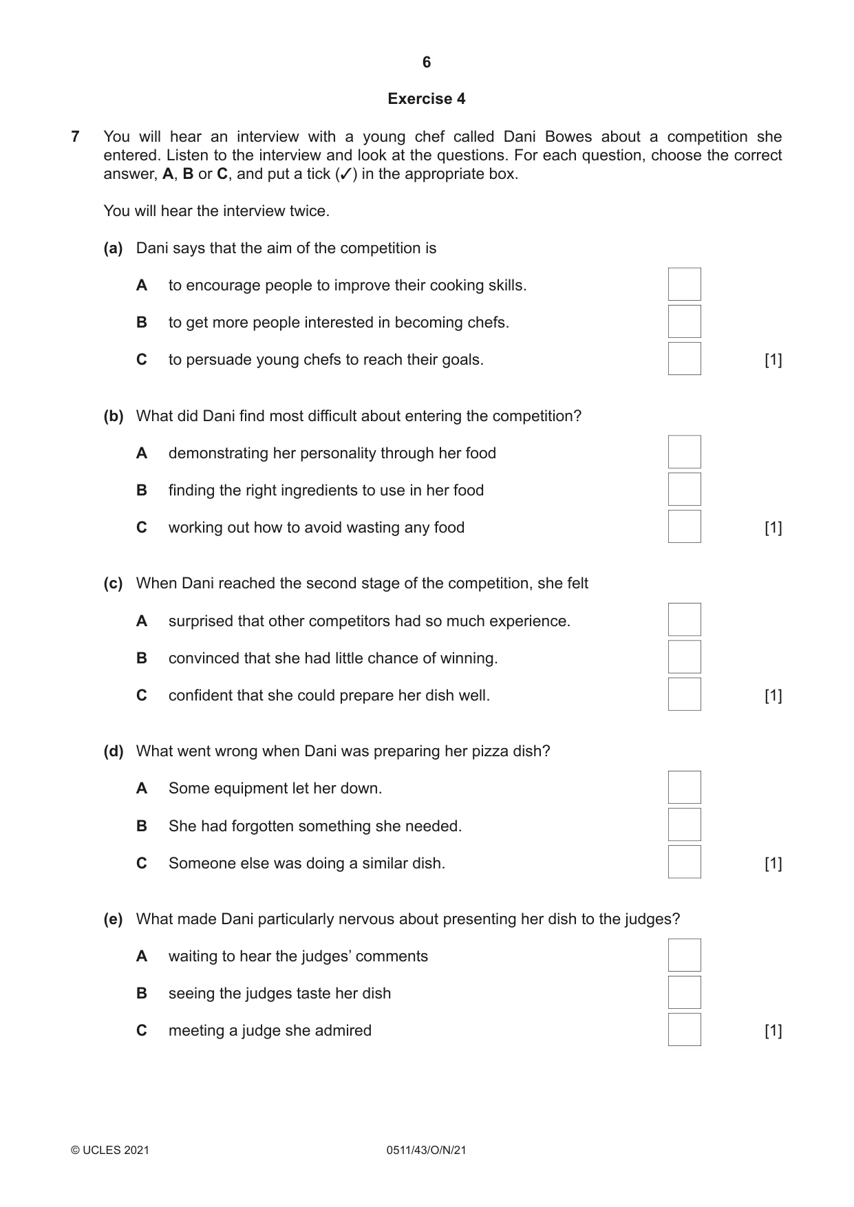 Cambridge IGCSE English - Second Language (count-in oral) 0511 2021 Oct/Nov Paper 4 · Variant 3 question paper, page 6 of 12