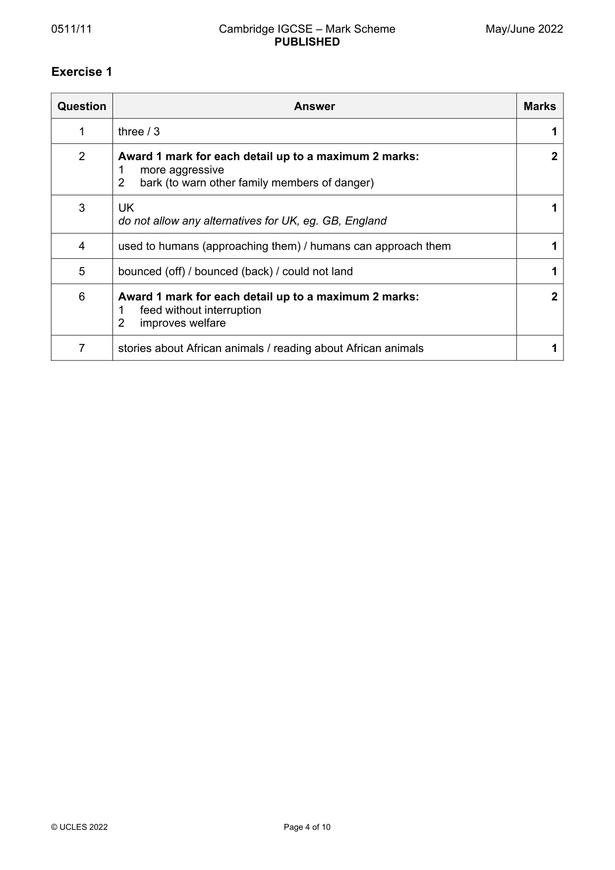 Mark scheme, page 4 of 10