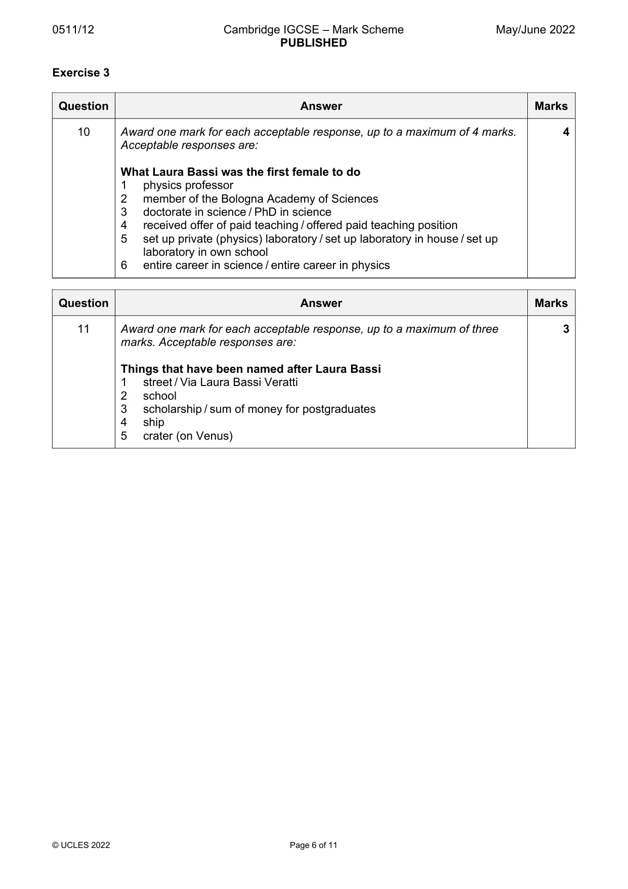 Mark scheme, page 6 of 11