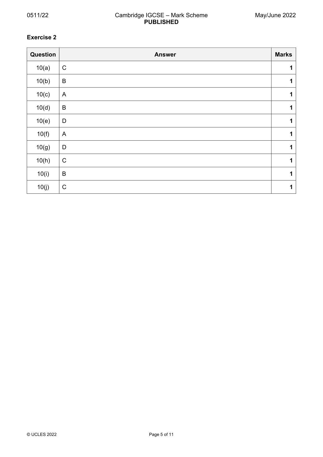 Mark scheme, page 5 of 11