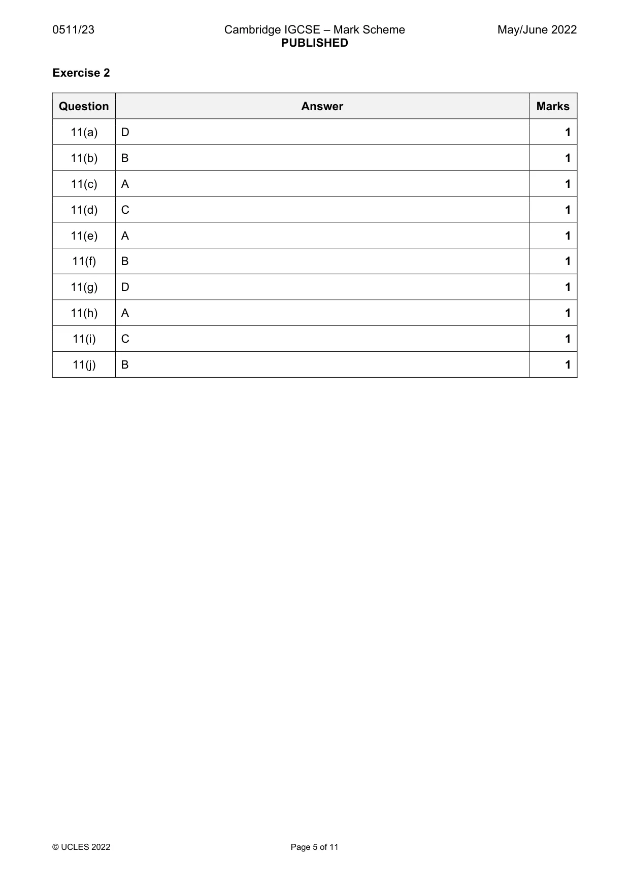 Mark scheme, page 5 of 11