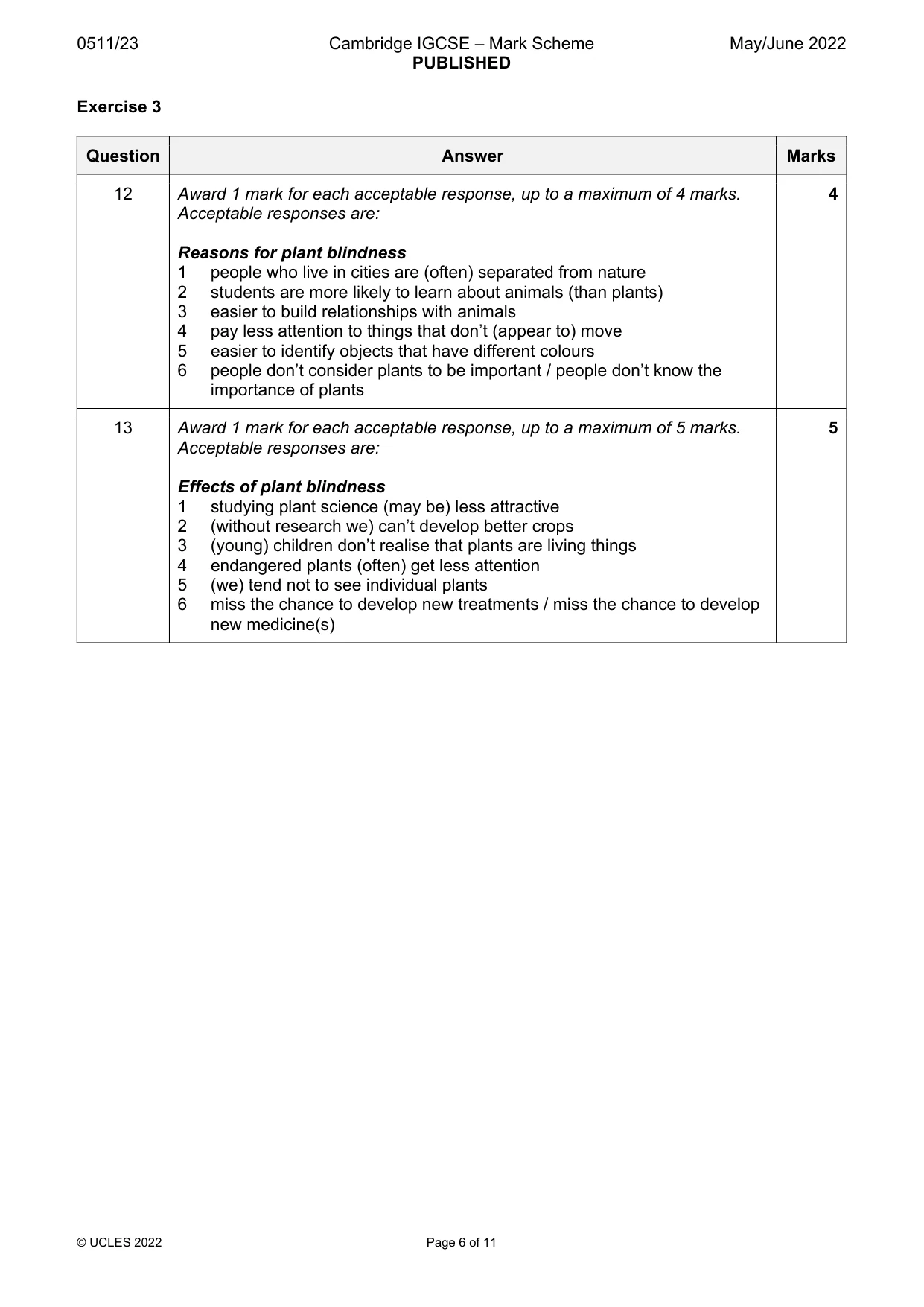Mark scheme, page 6 of 11