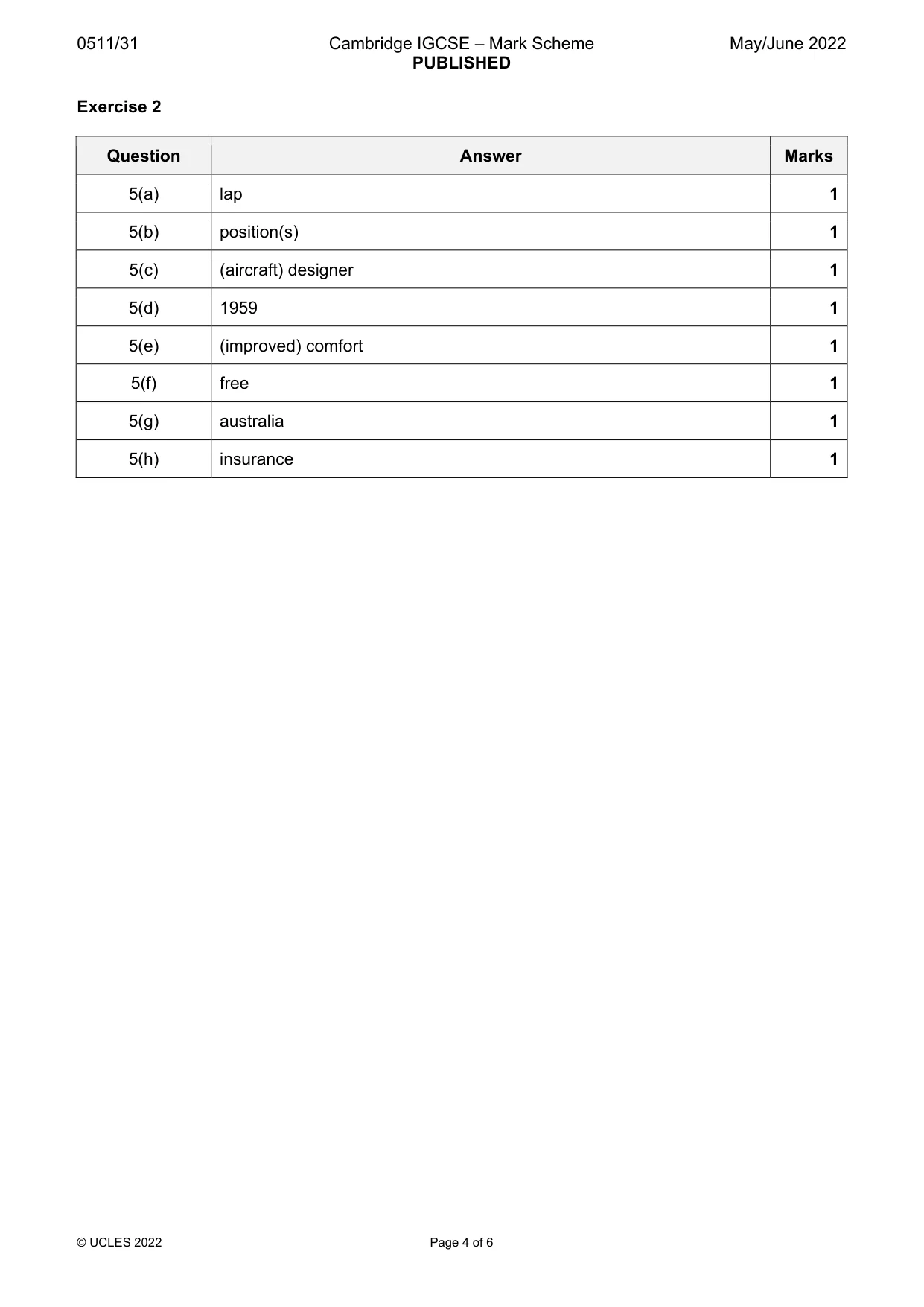 Mark scheme, page 4 of 6