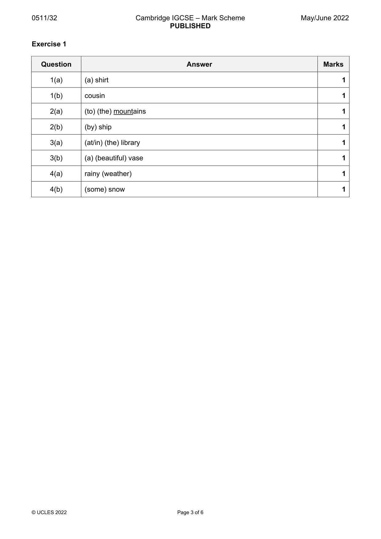 Mark scheme, page 3 of 6