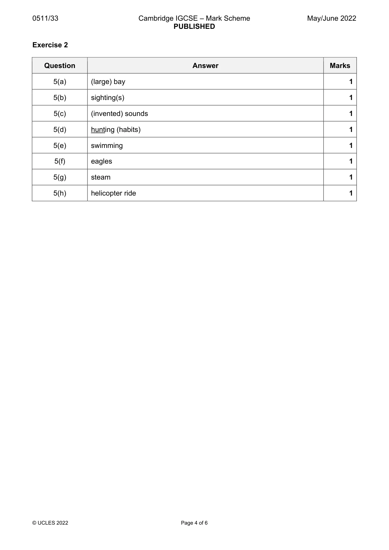 Mark scheme, page 4 of 6
