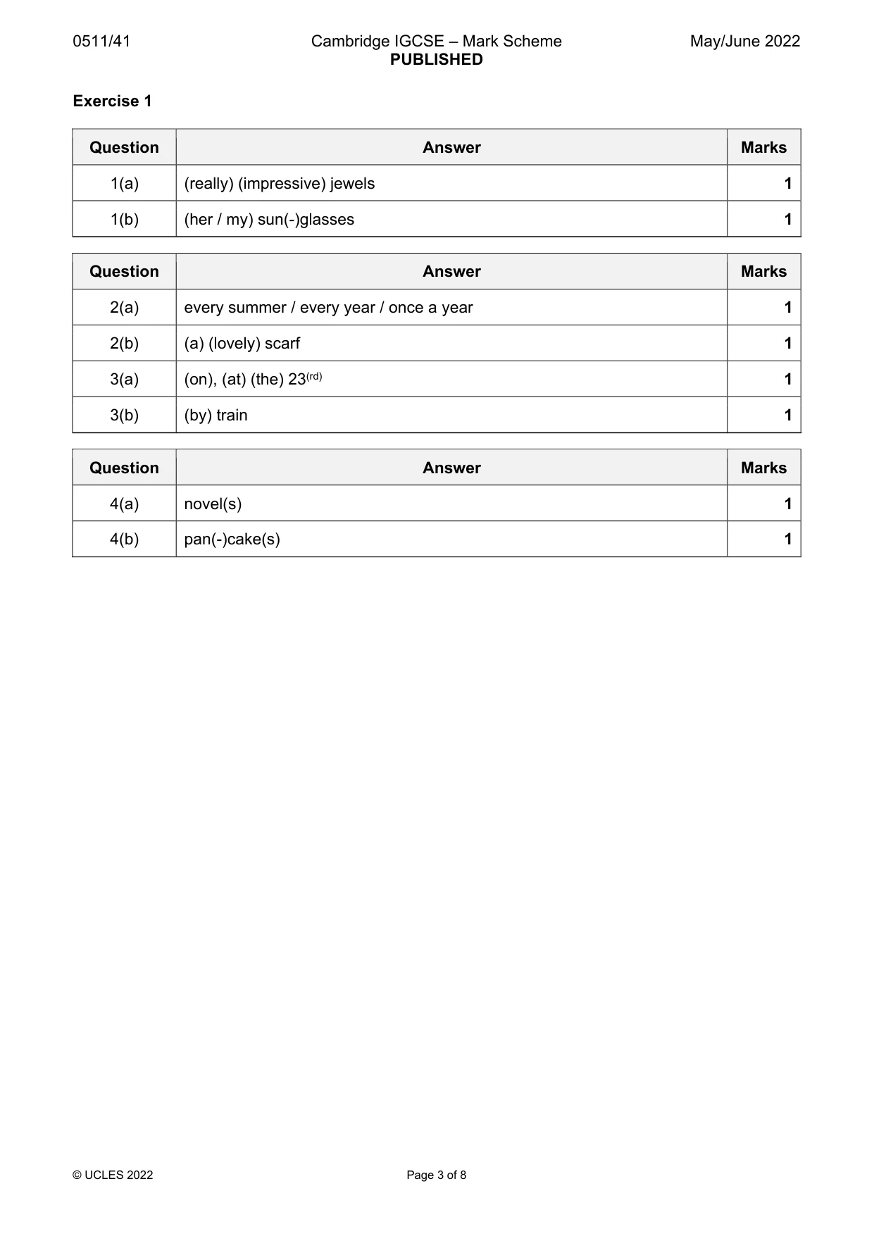 Mark scheme, page 3 of 8