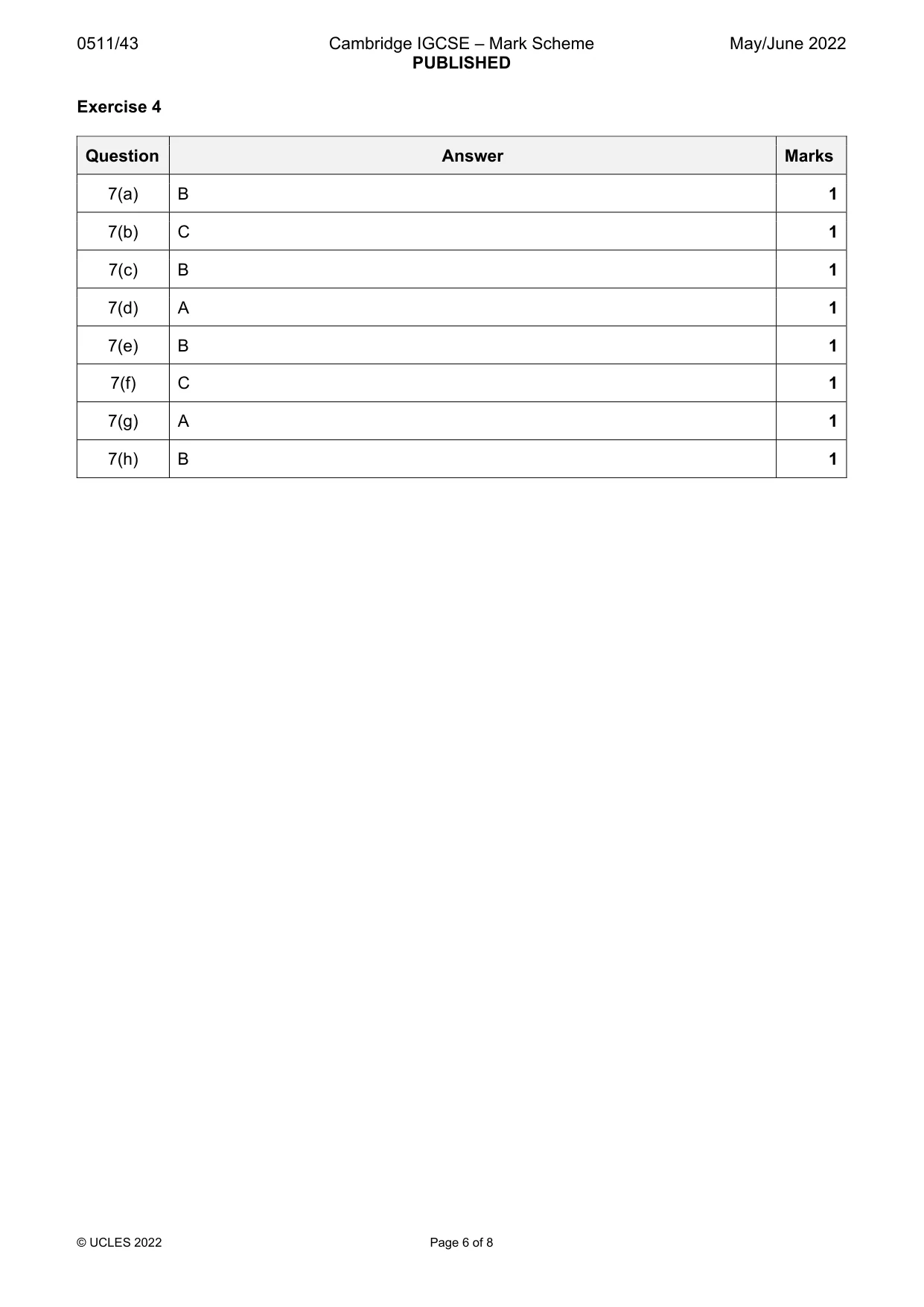 Mark scheme, page 6 of 8