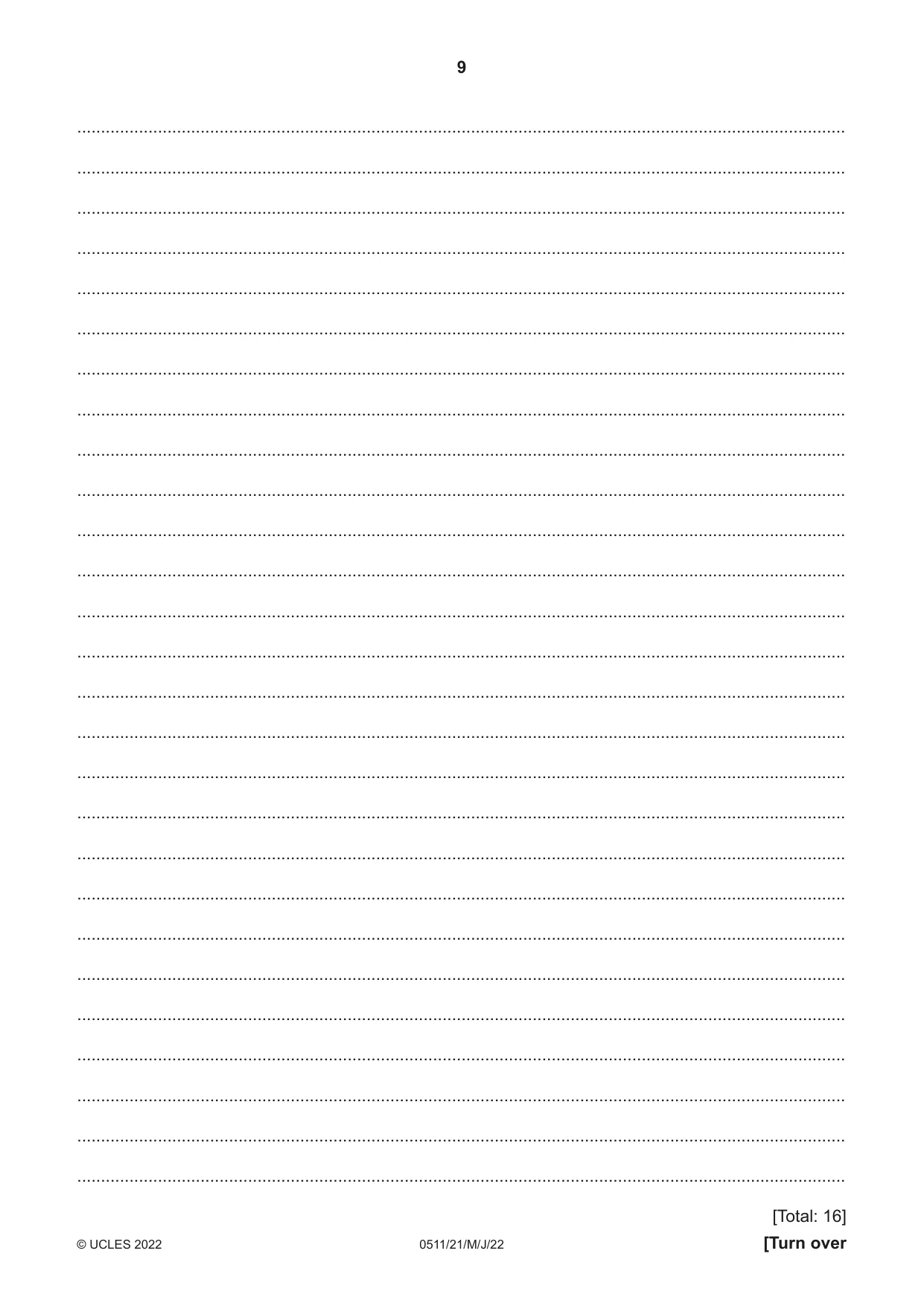 Cambridge IGCSE English - Second Language (count-in oral) 0511 2022 May/June Paper 2 · Variant 1 question paper, page 9 of 16