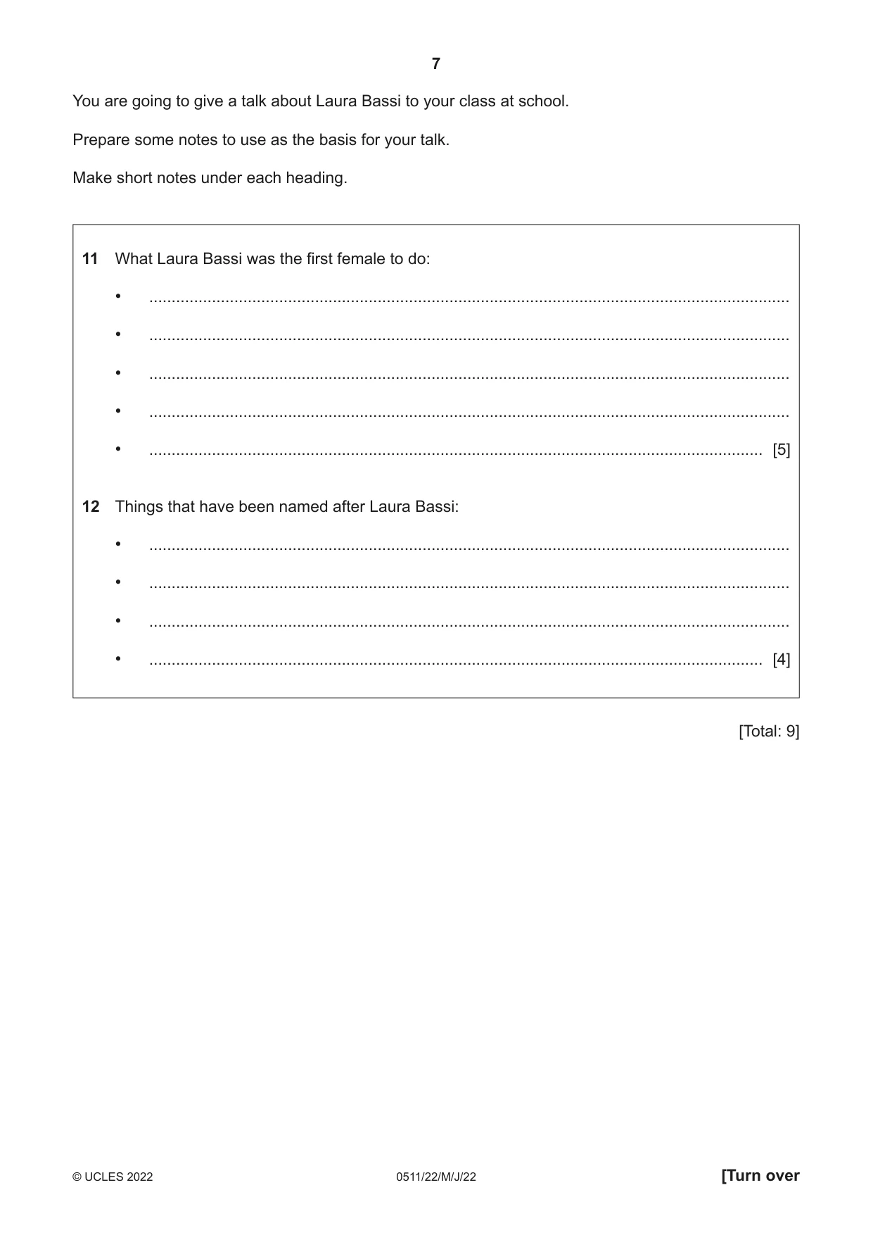 Cambridge IGCSE English - Second Language (count-in oral) 0511 2022 May/June Paper 2 · Variant 2 question paper, page 7 of 16
