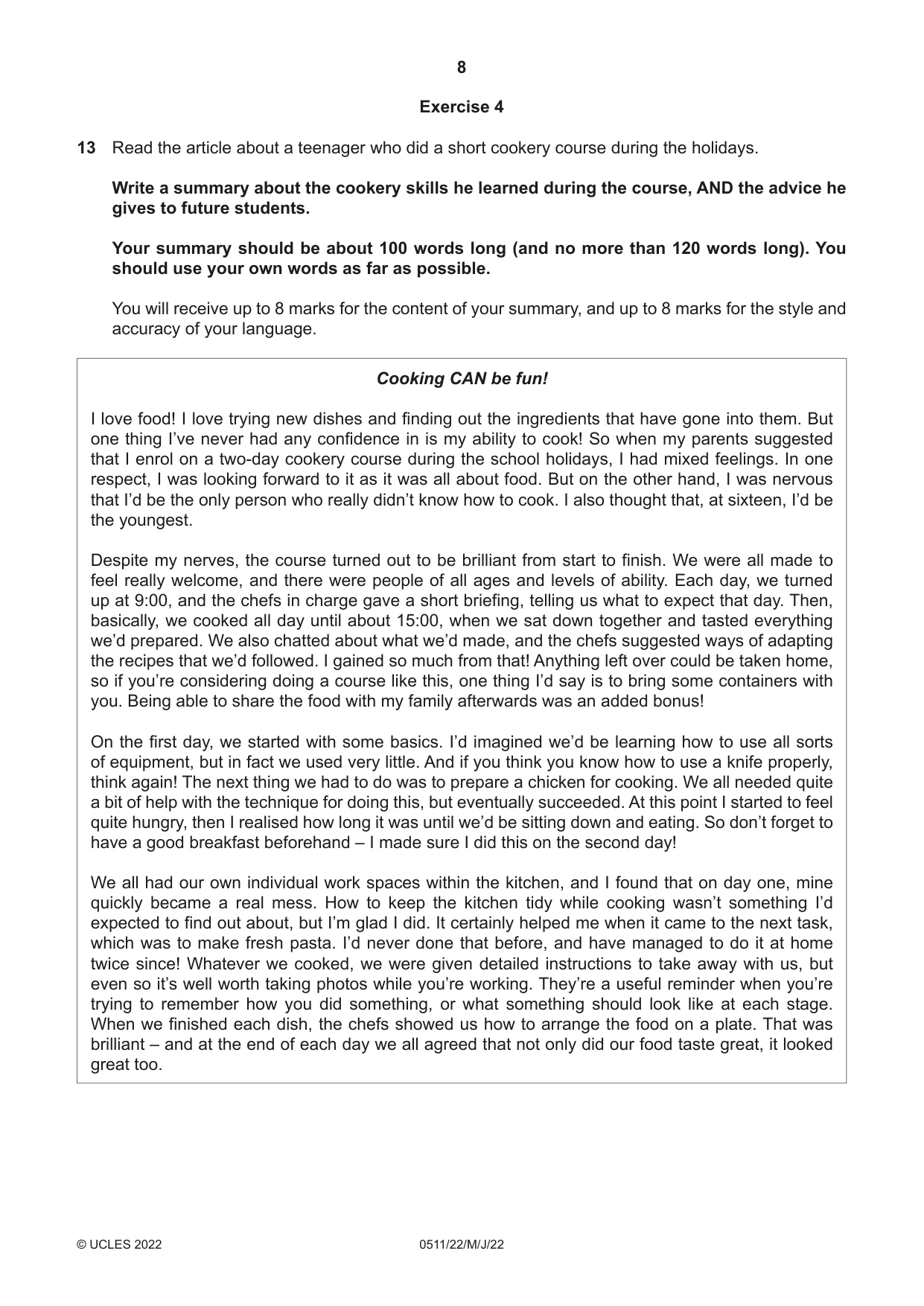 Cambridge IGCSE English - Second Language (count-in oral) 0511 2022 May/June Paper 2 · Variant 2 question paper, page 8 of 16