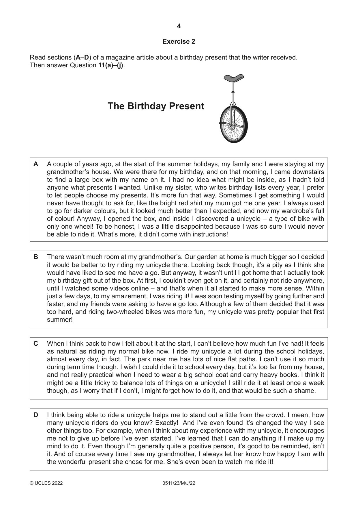 Cambridge IGCSE English - Second Language (count-in oral) 0511 2022 May/June Paper 2 · Variant 3 question paper, page 4 of 16