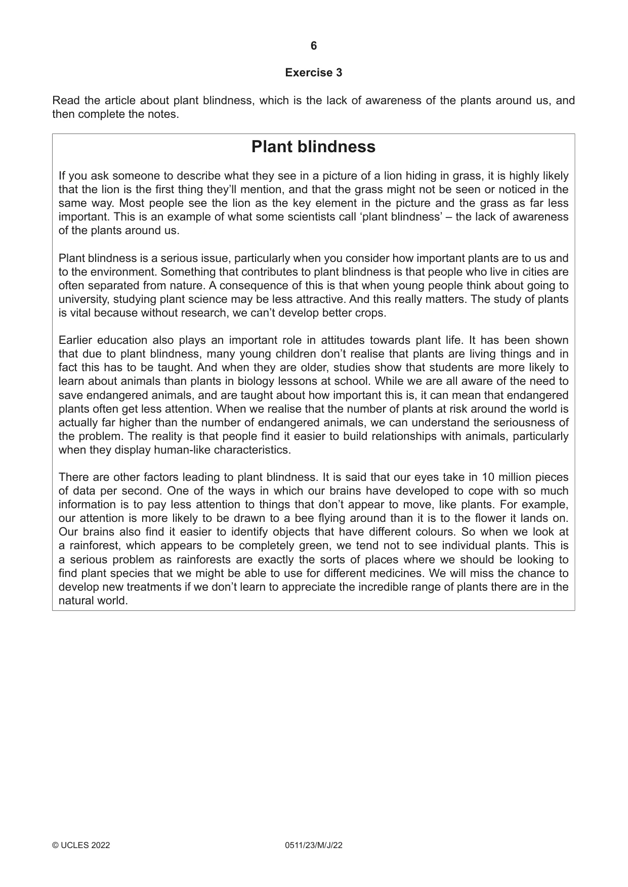 Cambridge IGCSE English - Second Language (count-in oral) 0511 2022 May/June Paper 2 · Variant 3 question paper, page 6 of 16