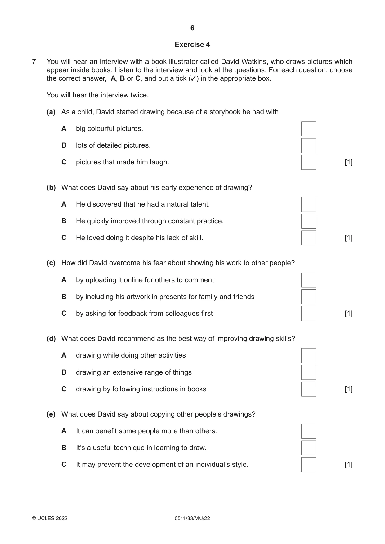 Cambridge IGCSE English - Second Language (count-in oral) 0511 2022 May/June Paper 3 · Variant 3 question paper, page 6 of 8