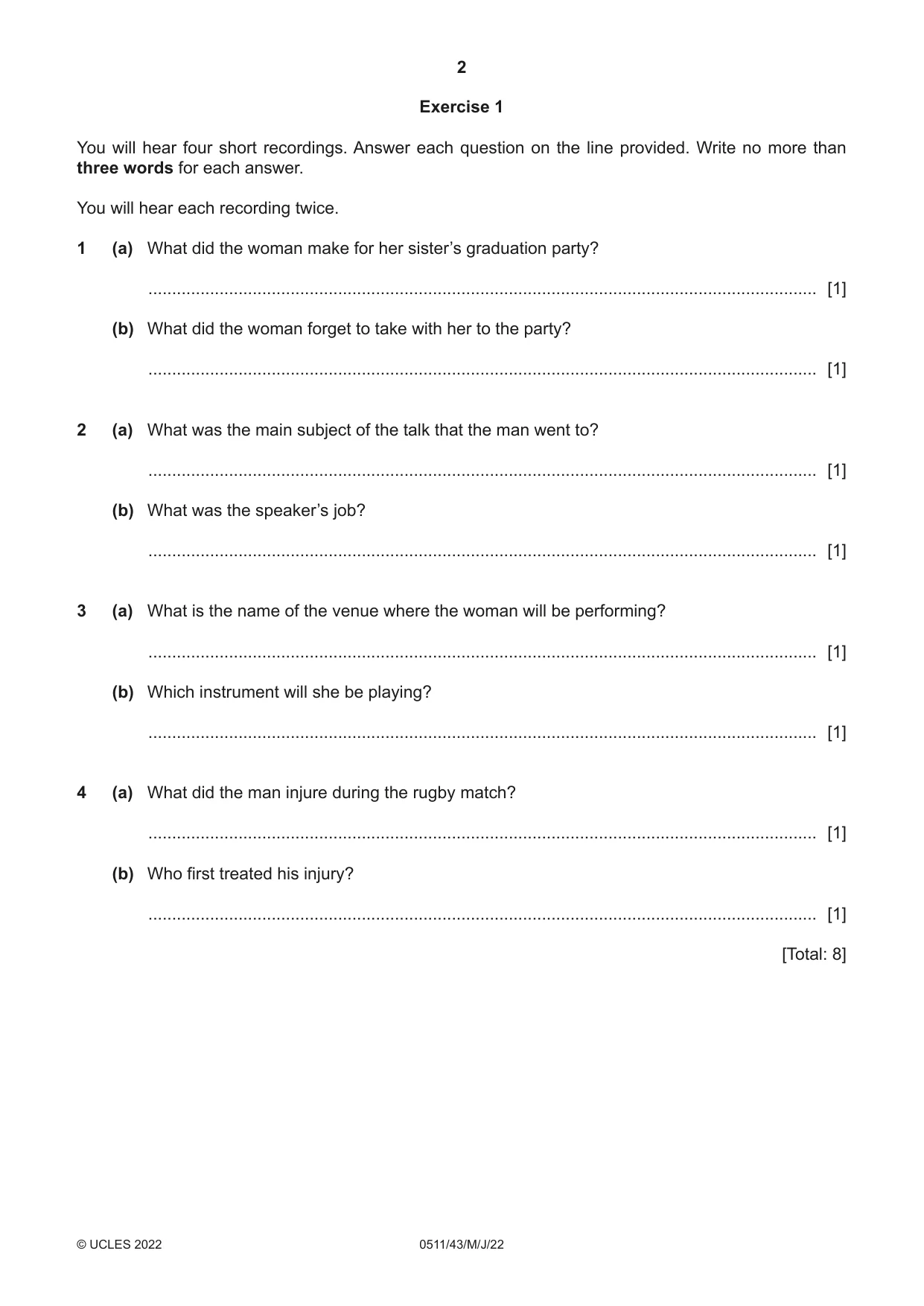 Cambridge IGCSE English - Second Language (count-in oral) 0511 2022 May/June Paper 4 · Variant 3 question paper, page 2 of 12