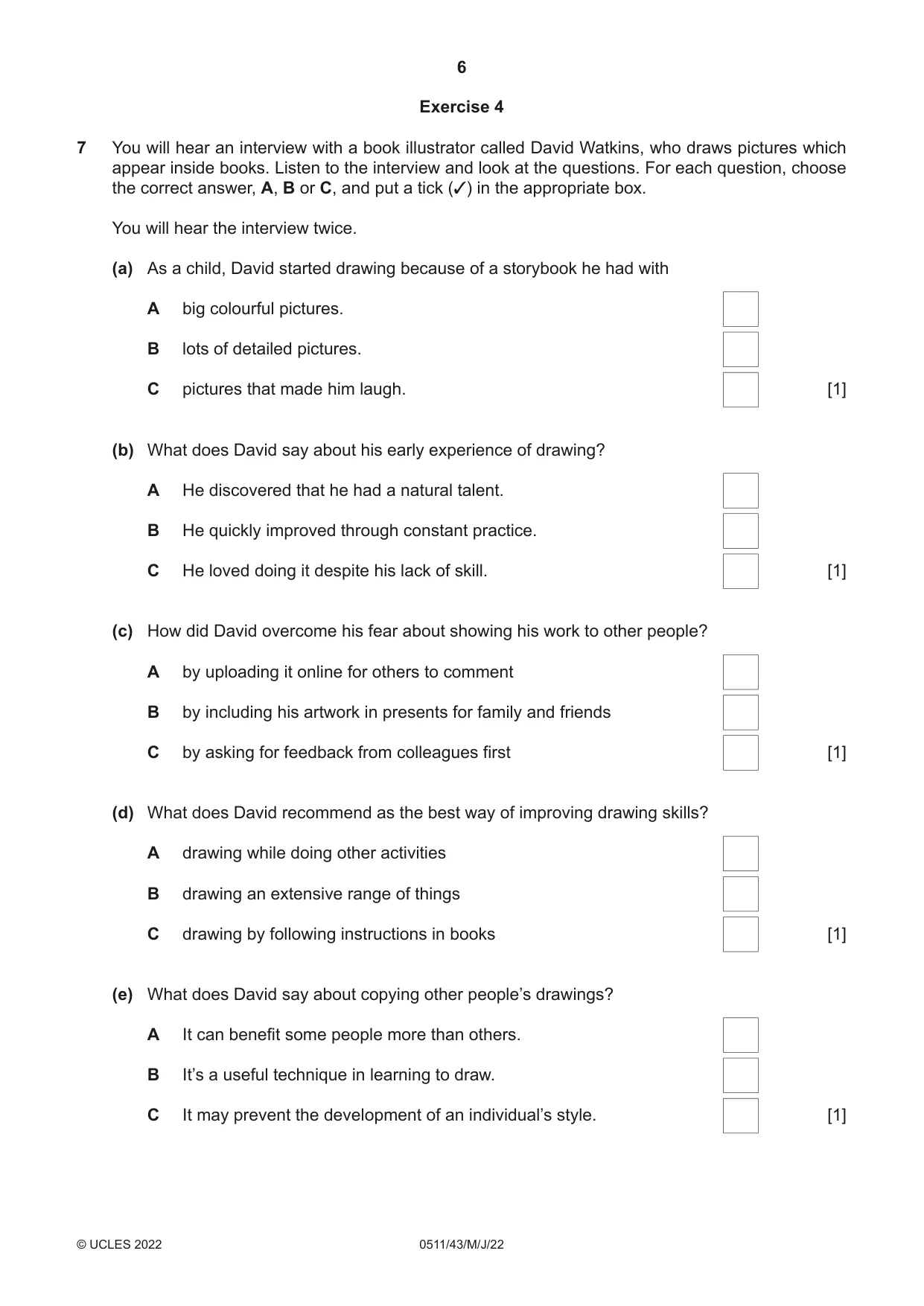 Cambridge IGCSE English - Second Language (count-in oral) 0511 2022 May/June Paper 4 · Variant 3 question paper, page 6 of 12