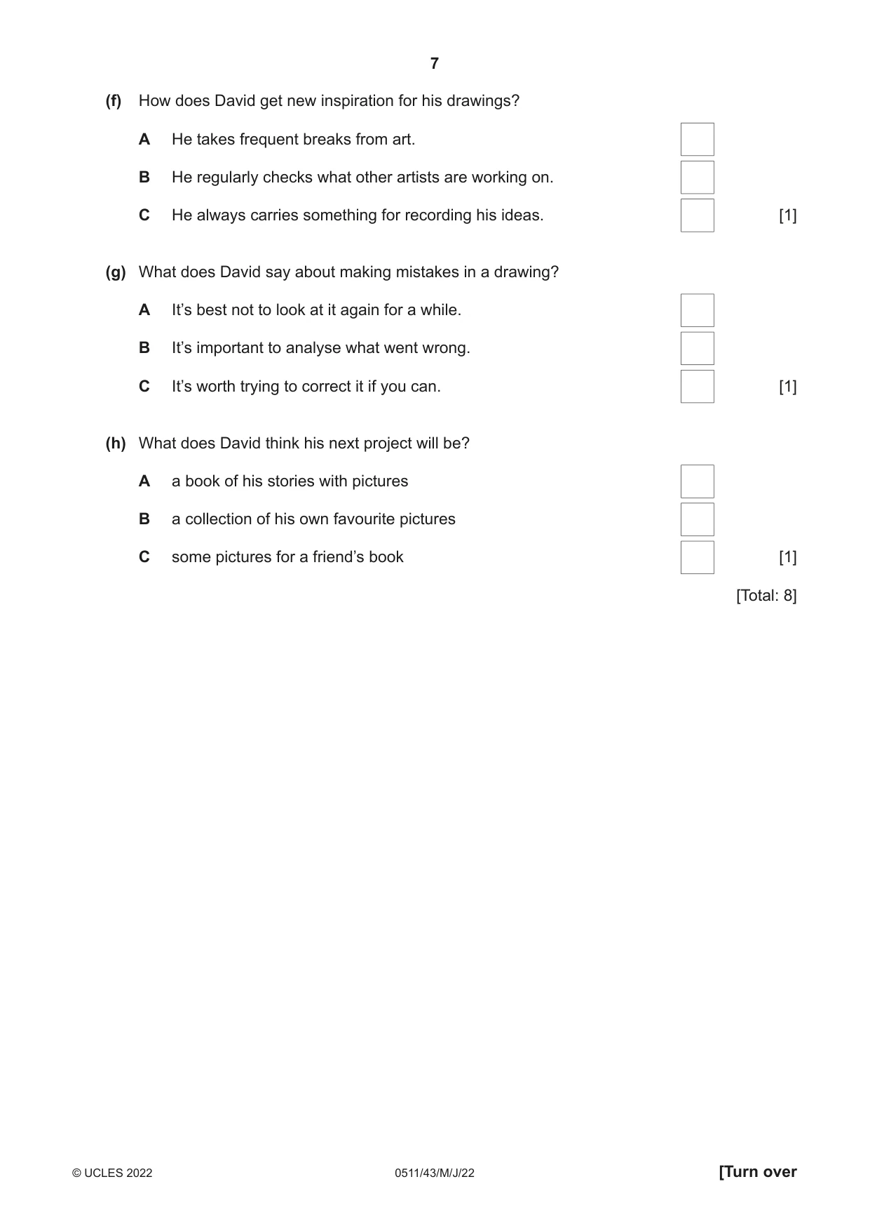 Cambridge IGCSE English - Second Language (count-in oral) 0511 2022 May/June Paper 4 · Variant 3 question paper, page 7 of 12