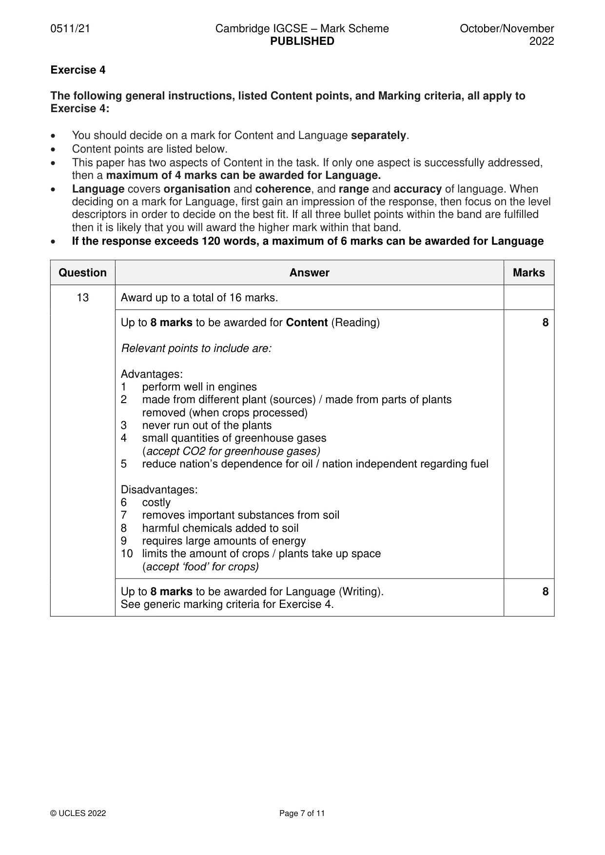 Mark scheme, page 7 of 11