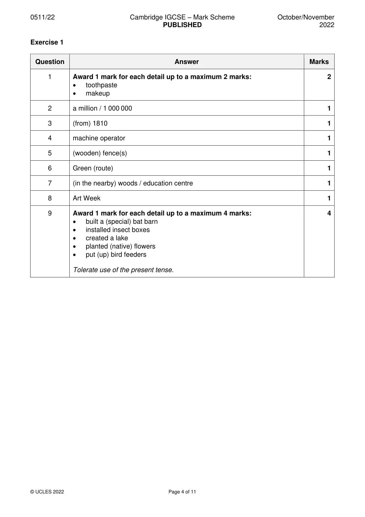 Mark scheme, page 4 of 11