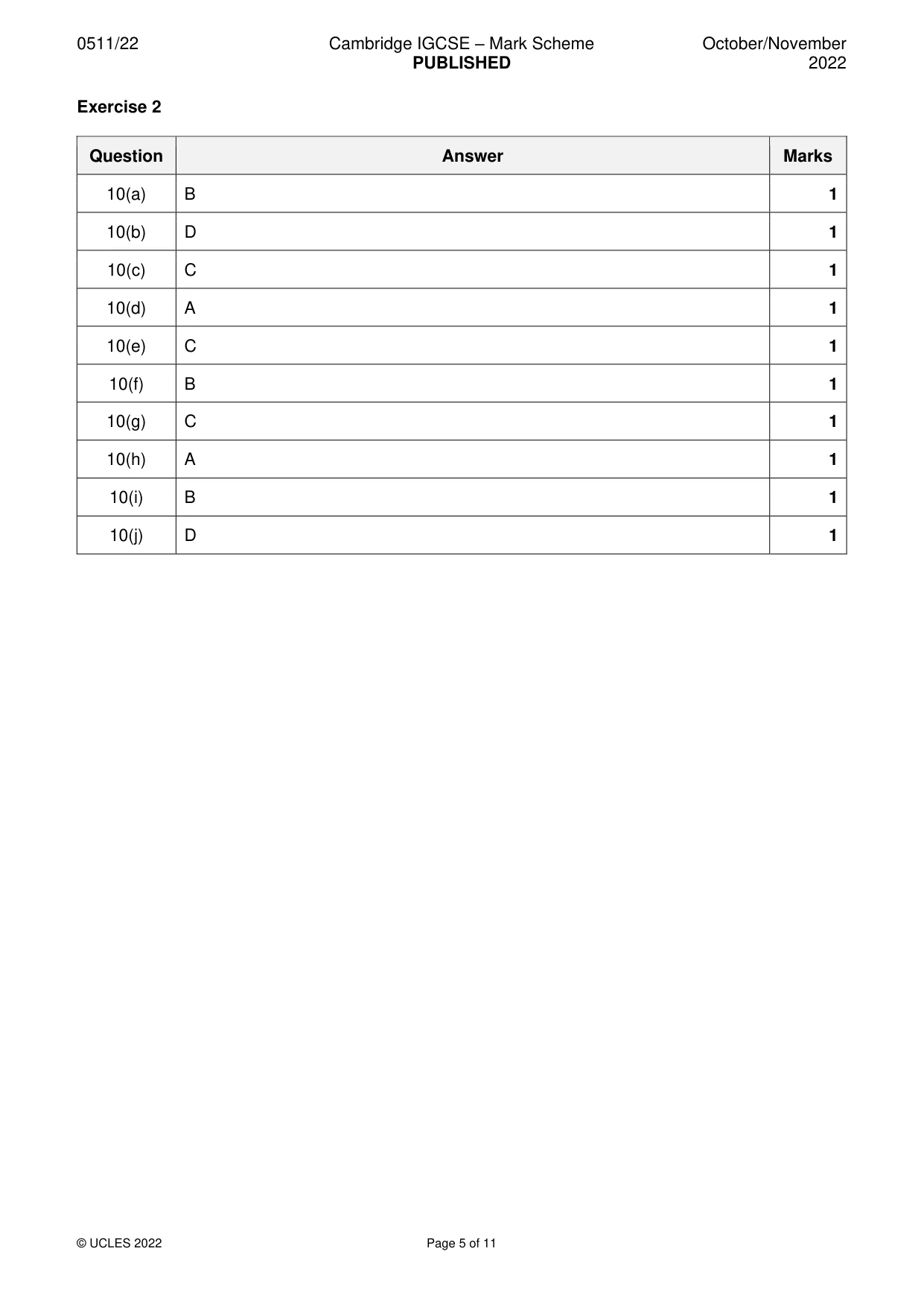 Mark scheme, page 5 of 11