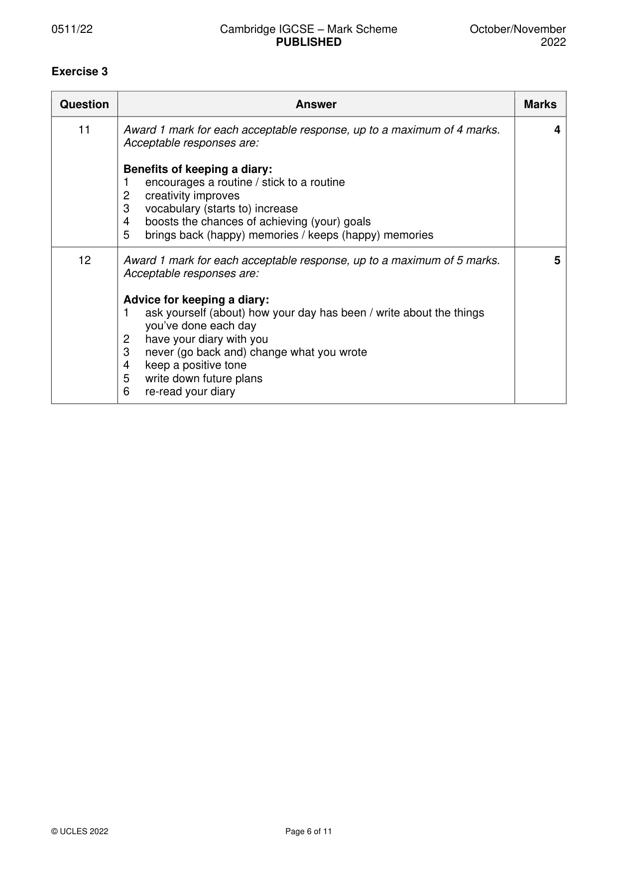 Mark scheme, page 6 of 11