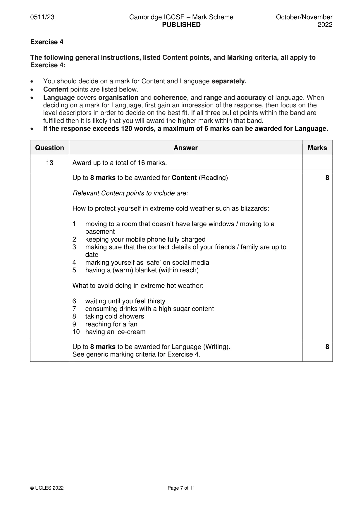Mark scheme, page 7 of 11