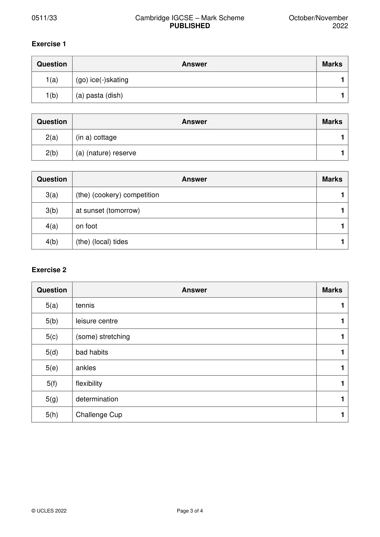 Mark scheme, page 3 of 4