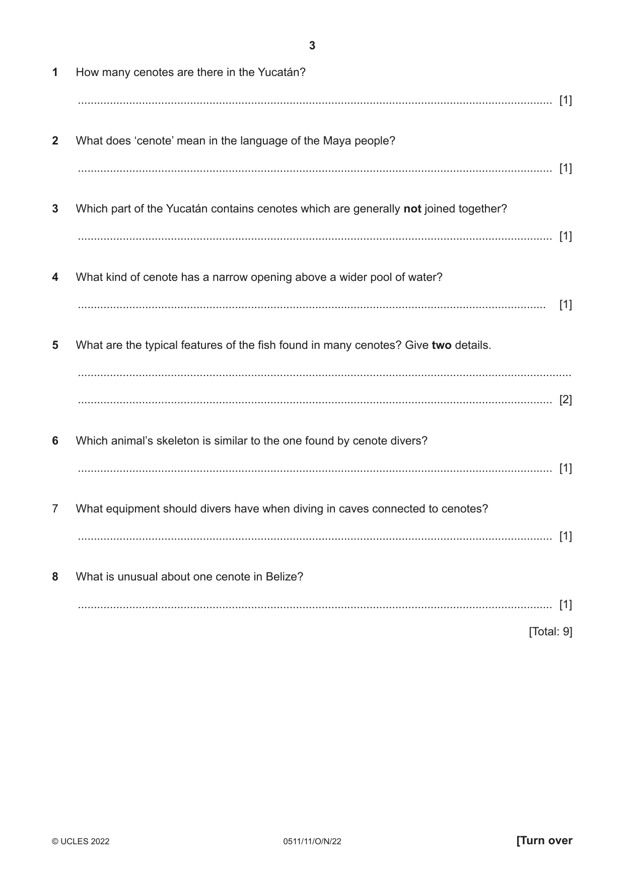 Cambridge IGCSE English - Second Language (count-in oral) 0511 2022 Oct/Nov Paper 1 · Variant 1 question paper, page 3 of 16