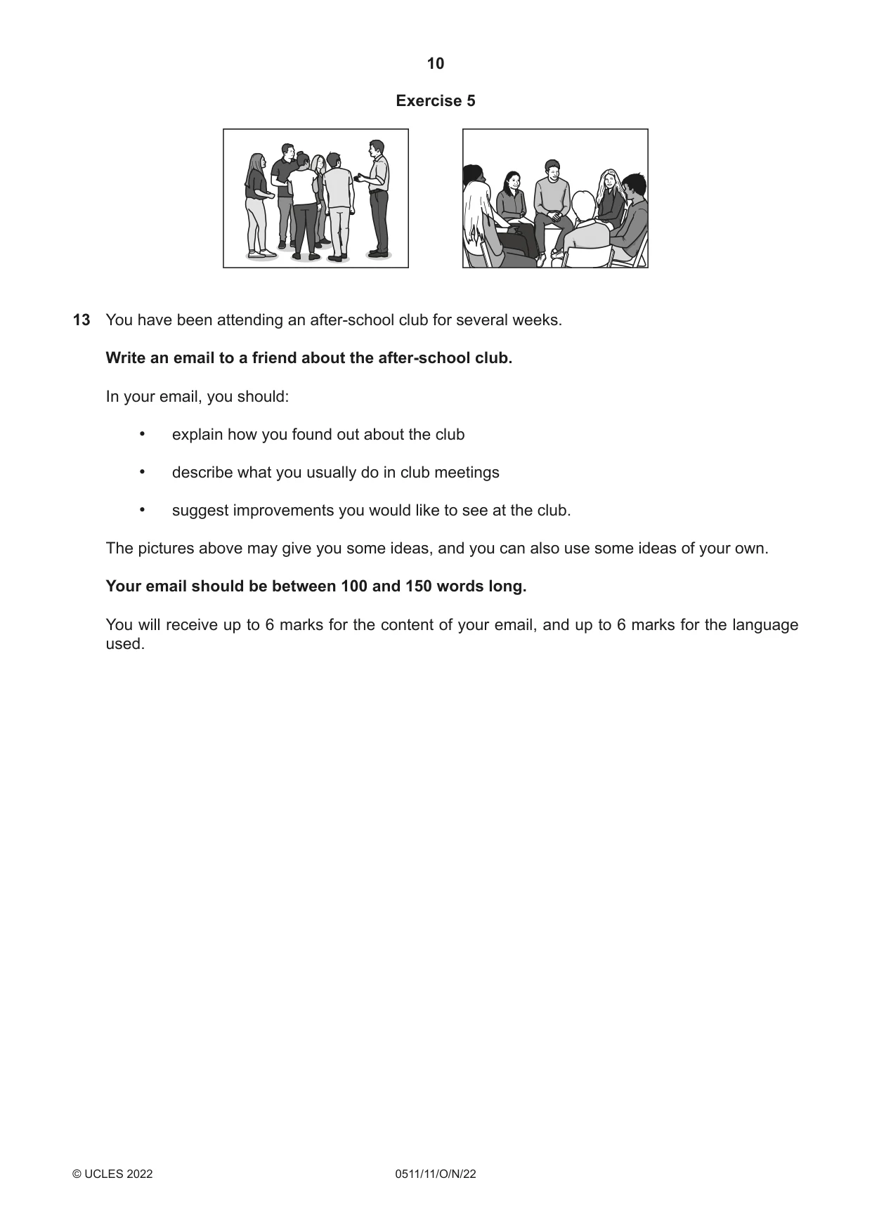 Cambridge IGCSE English - Second Language (count-in oral) 0511 2022 Oct/Nov Paper 1 · Variant 1 question paper, page 10 of 16