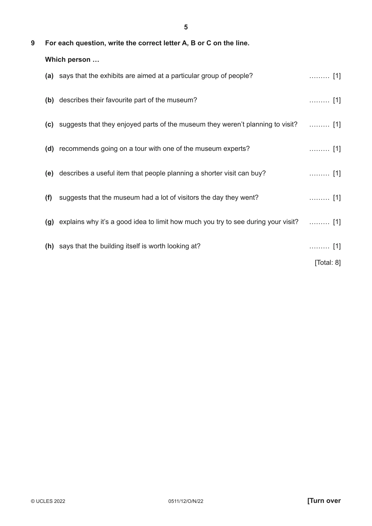 Cambridge IGCSE English - Second Language (count-in oral) 0511 2022 Oct/Nov Paper 1 · Variant 2 question paper, page 5 of 16