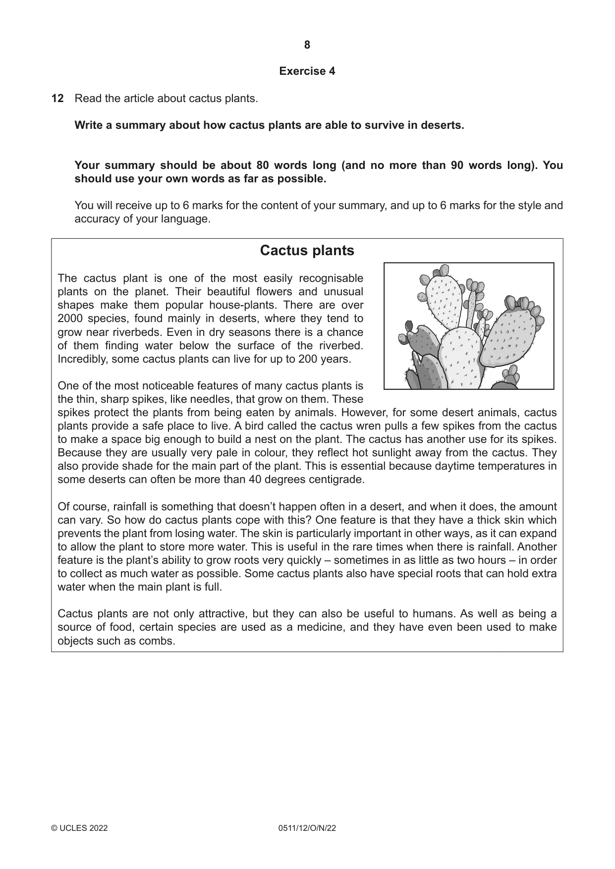 Cambridge IGCSE English - Second Language (count-in oral) 0511 2022 Oct/Nov Paper 1 · Variant 2 question paper, page 8 of 16