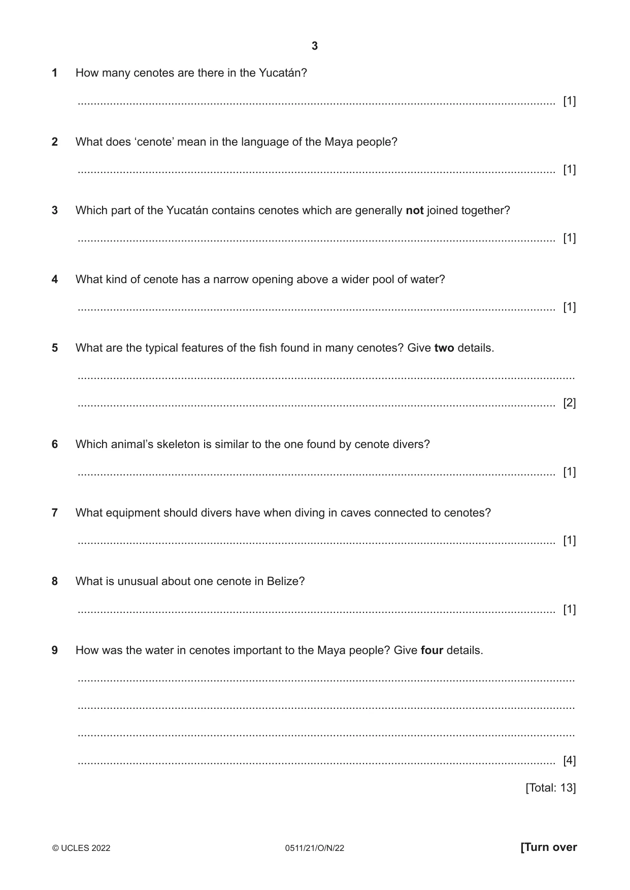 Cambridge IGCSE English - Second Language (count-in oral) 0511 2022 Oct/Nov Paper 2 · Variant 1 question paper, page 3 of 16