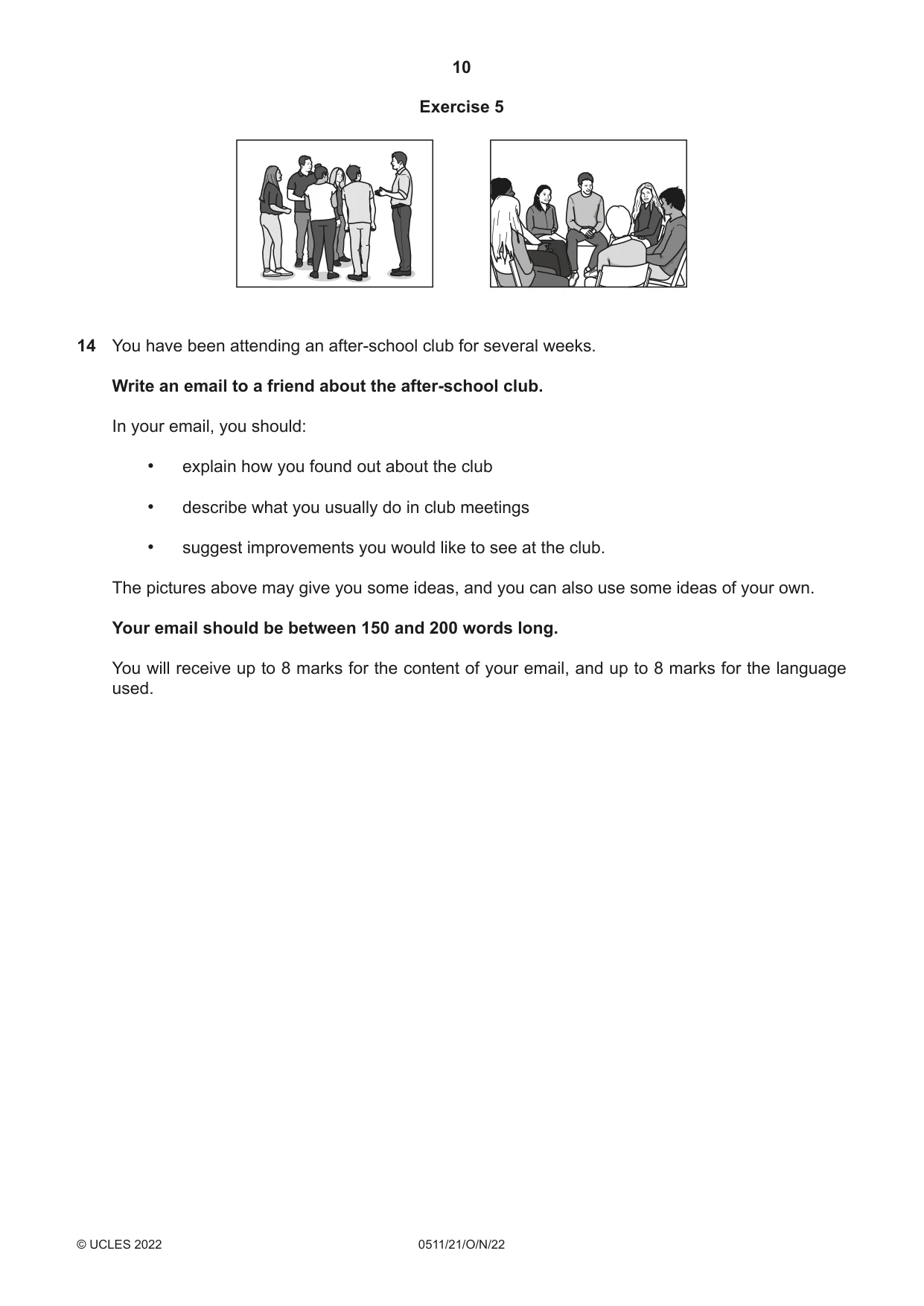 Cambridge IGCSE English - Second Language (count-in oral) 0511 2022 Oct/Nov Paper 2 · Variant 1 question paper, page 10 of 16