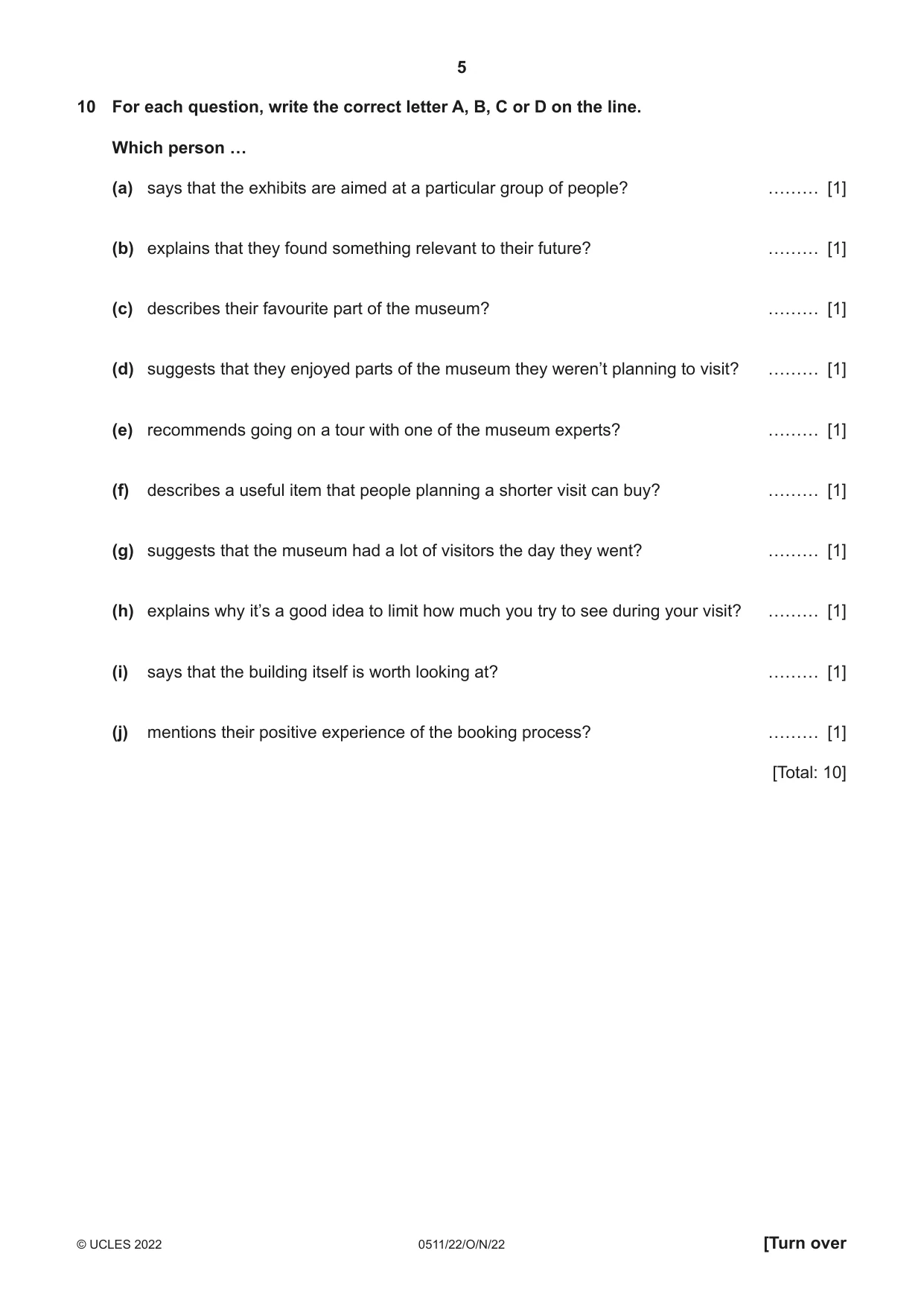 Cambridge IGCSE English - Second Language (count-in oral) 0511 2022 Oct/Nov Paper 2 · Variant 2 question paper, page 5 of 16