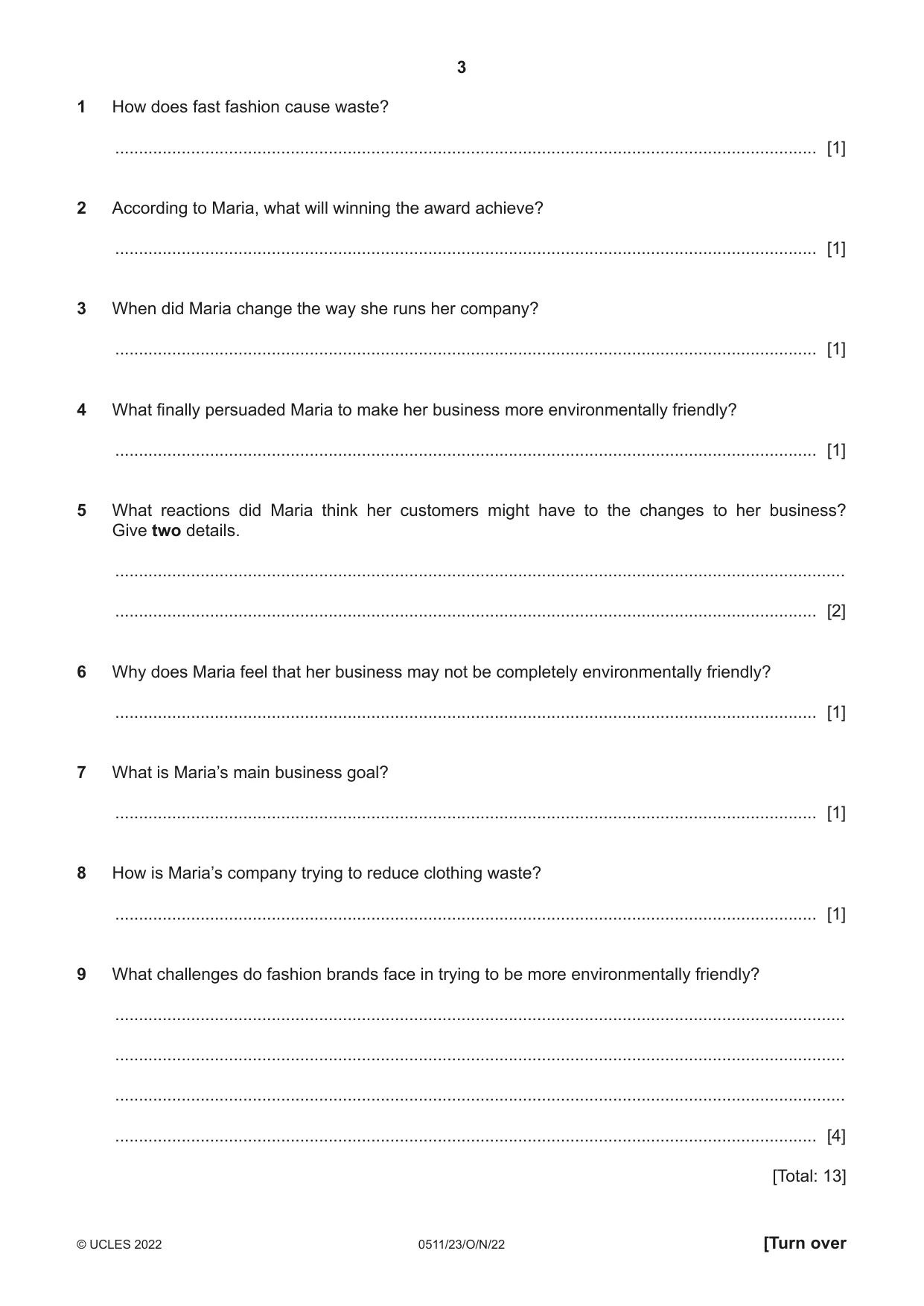 Cambridge IGCSE English - Second Language (count-in oral) 0511 2022 Oct/Nov Paper 2 · Variant 3 question paper, page 3 of 16