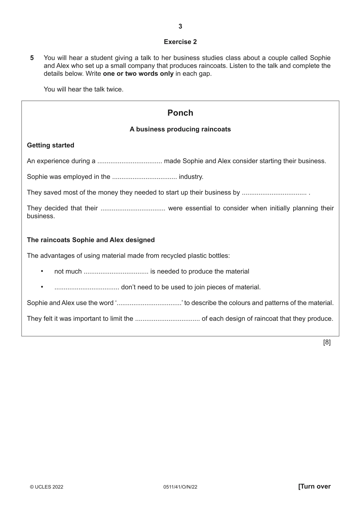Cambridge IGCSE English - Second Language (count-in oral) 0511 2022 Oct/Nov Paper 4 · Variant 1 question paper, page 3 of 12