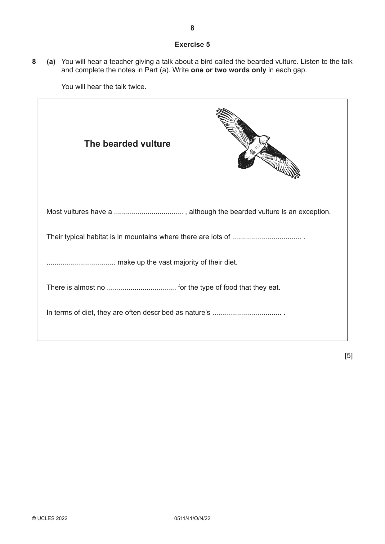 Cambridge IGCSE English - Second Language (count-in oral) 0511 2022 Oct/Nov Paper 4 · Variant 1 question paper, page 8 of 12