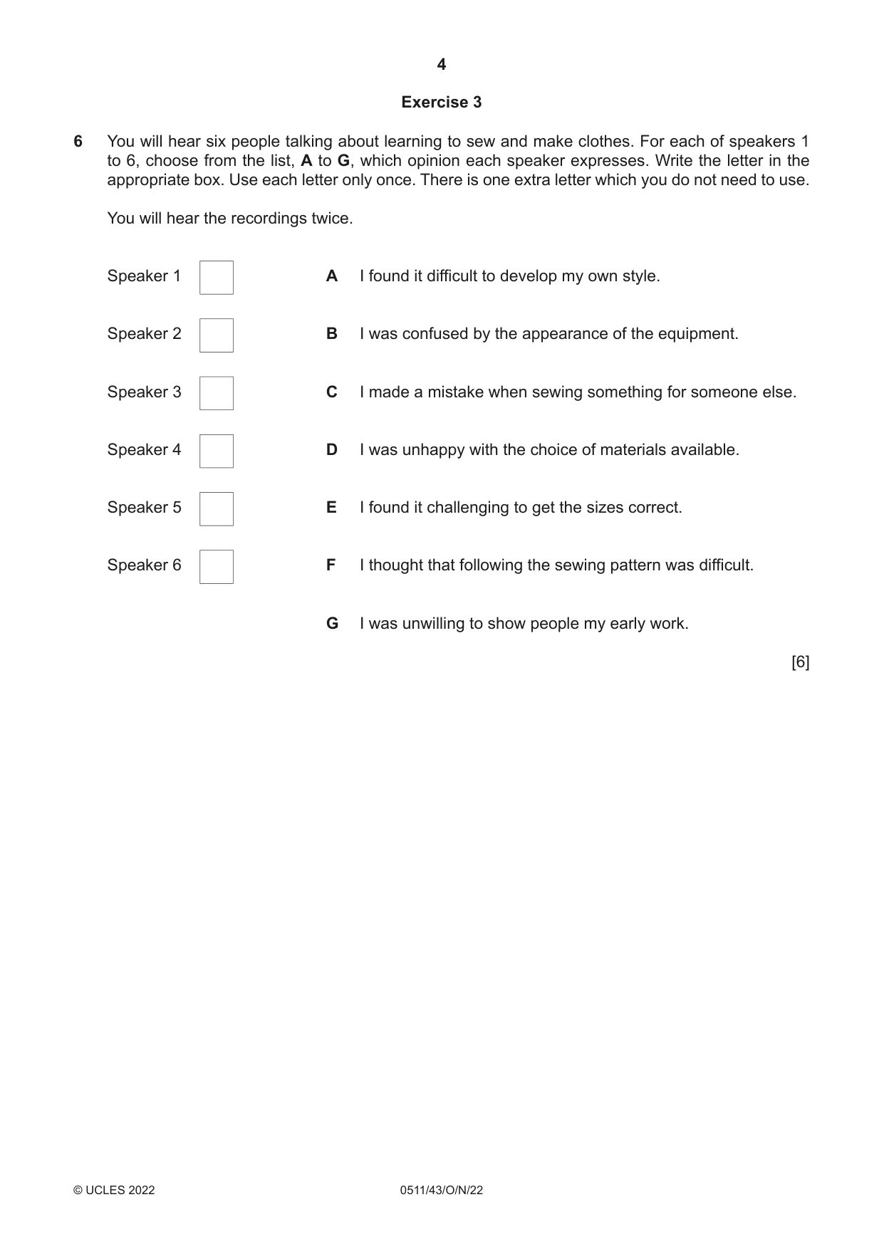 Cambridge IGCSE English - Second Language (count-in oral) 0511 2022 Oct/Nov Paper 4 · Variant 3 question paper, page 4 of 12