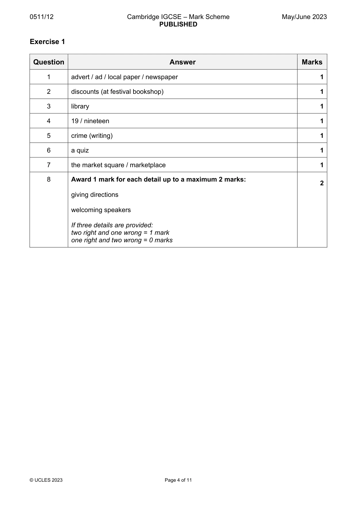 Mark scheme, page 4 of 11