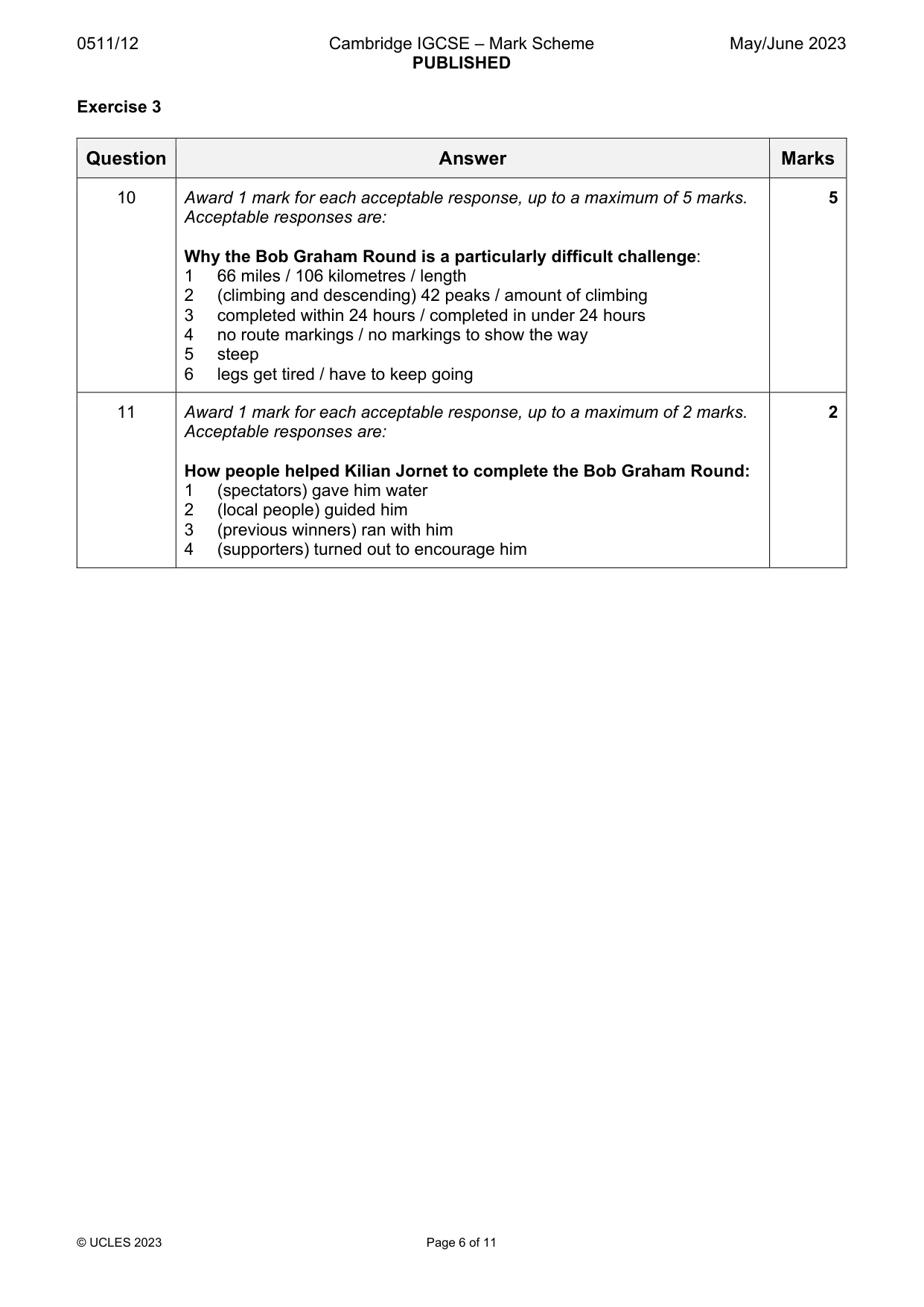 Mark scheme, page 6 of 11