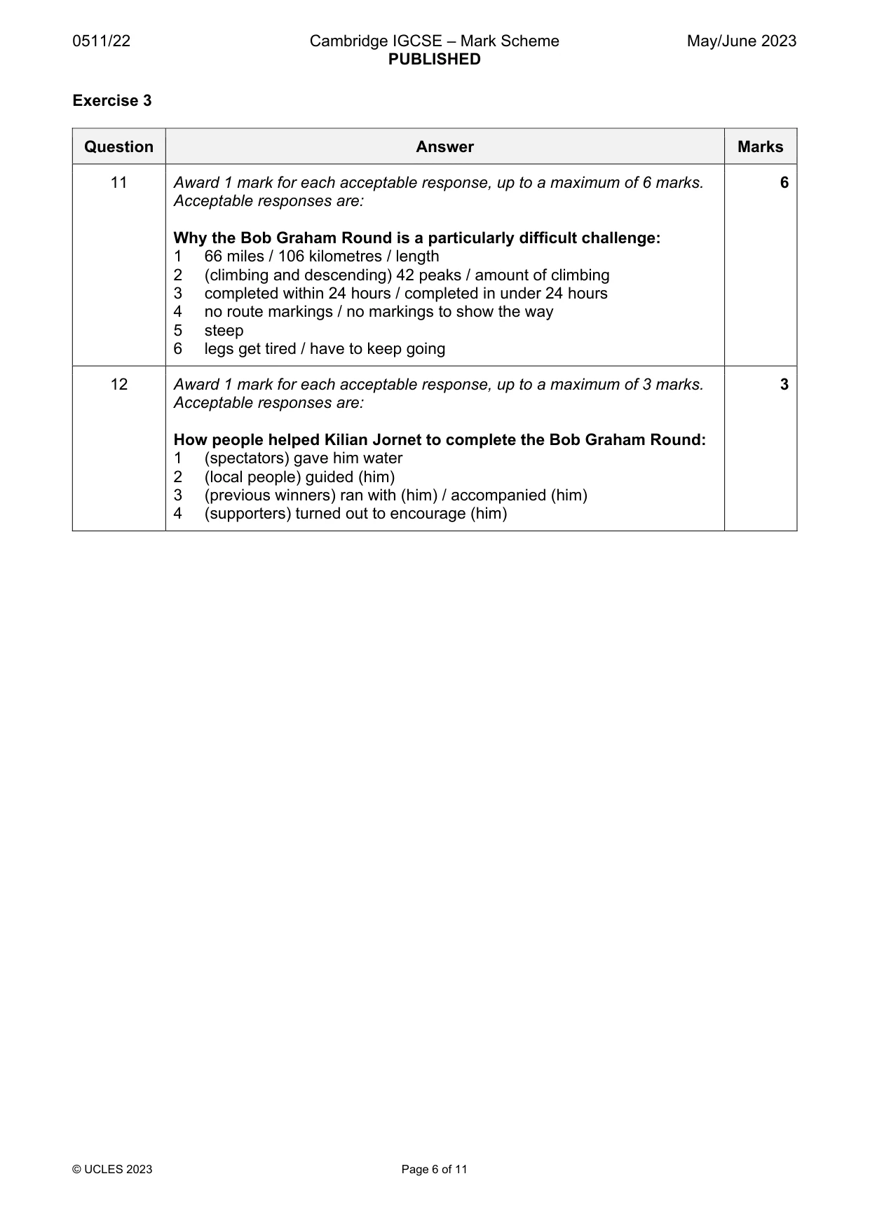 Mark scheme, page 6 of 11