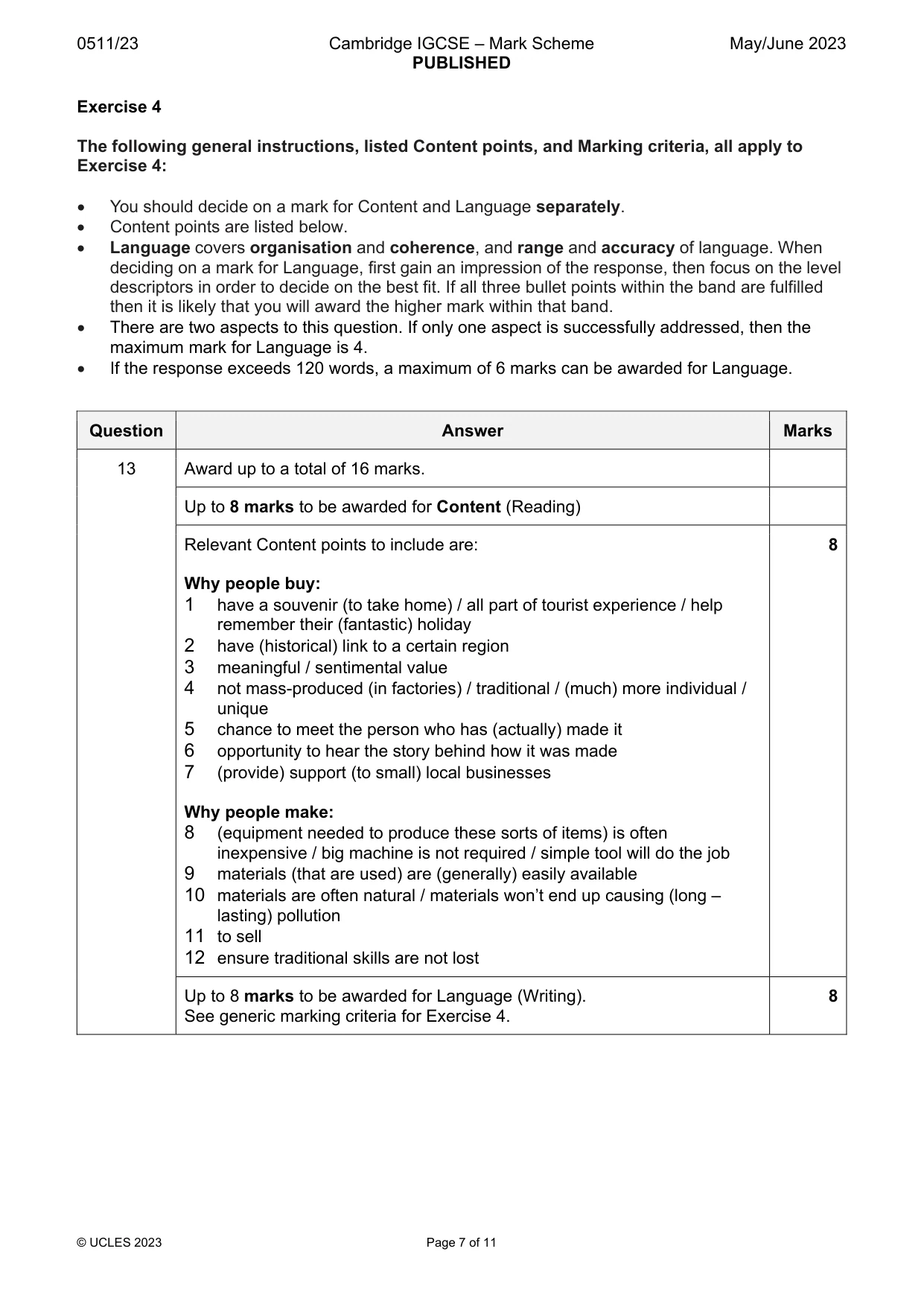 Mark scheme, page 7 of 11