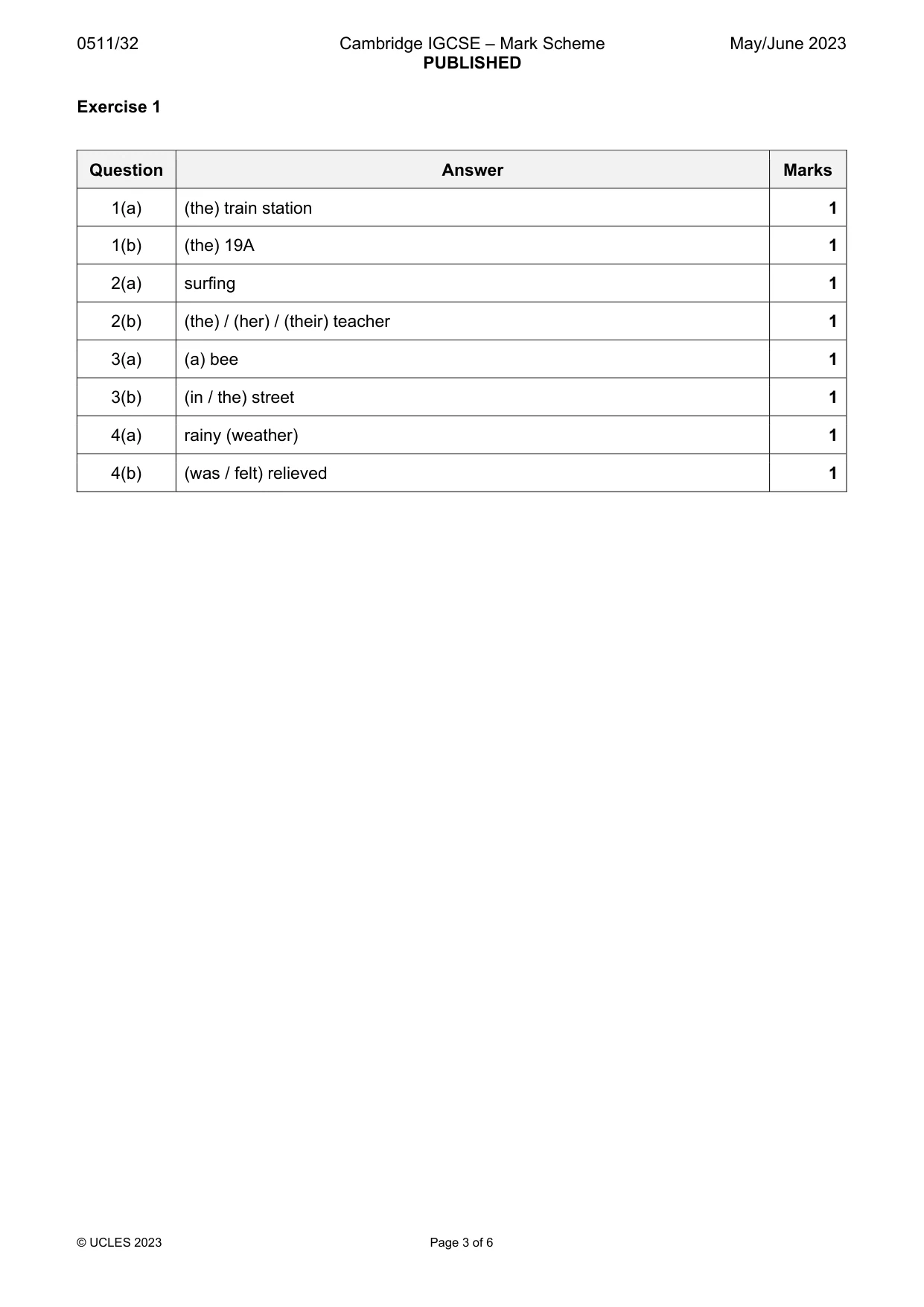 Mark scheme, page 3 of 6