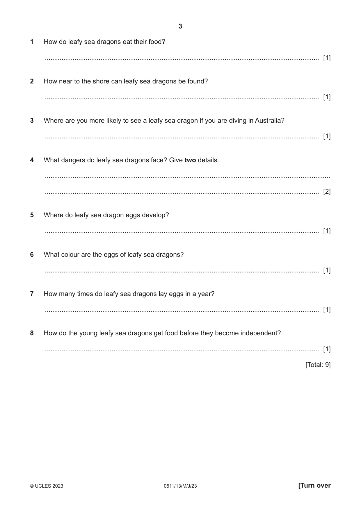Cambridge IGCSE English - Second Language (count-in oral) 0511 2023 May/June Paper 1 · Variant 3 question paper, page 3 of 16