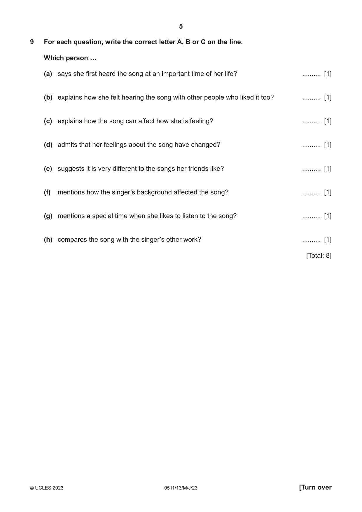 Cambridge IGCSE English - Second Language (count-in oral) 0511 2023 May/June Paper 1 · Variant 3 question paper, page 5 of 16