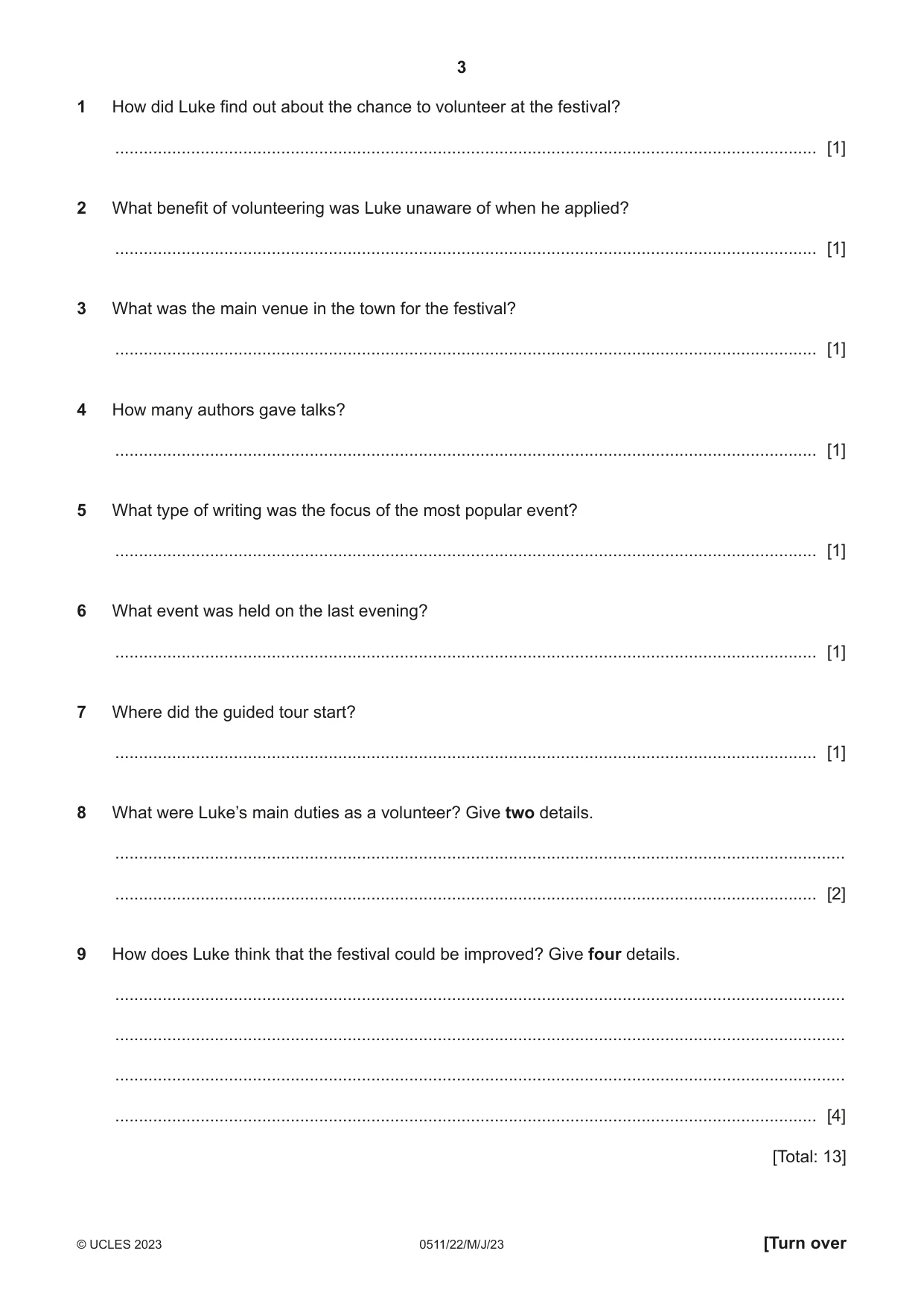 Cambridge IGCSE English - Second Language (count-in oral) 0511 2023 May/June Paper 2 · Variant 2 question paper, page 3 of 16